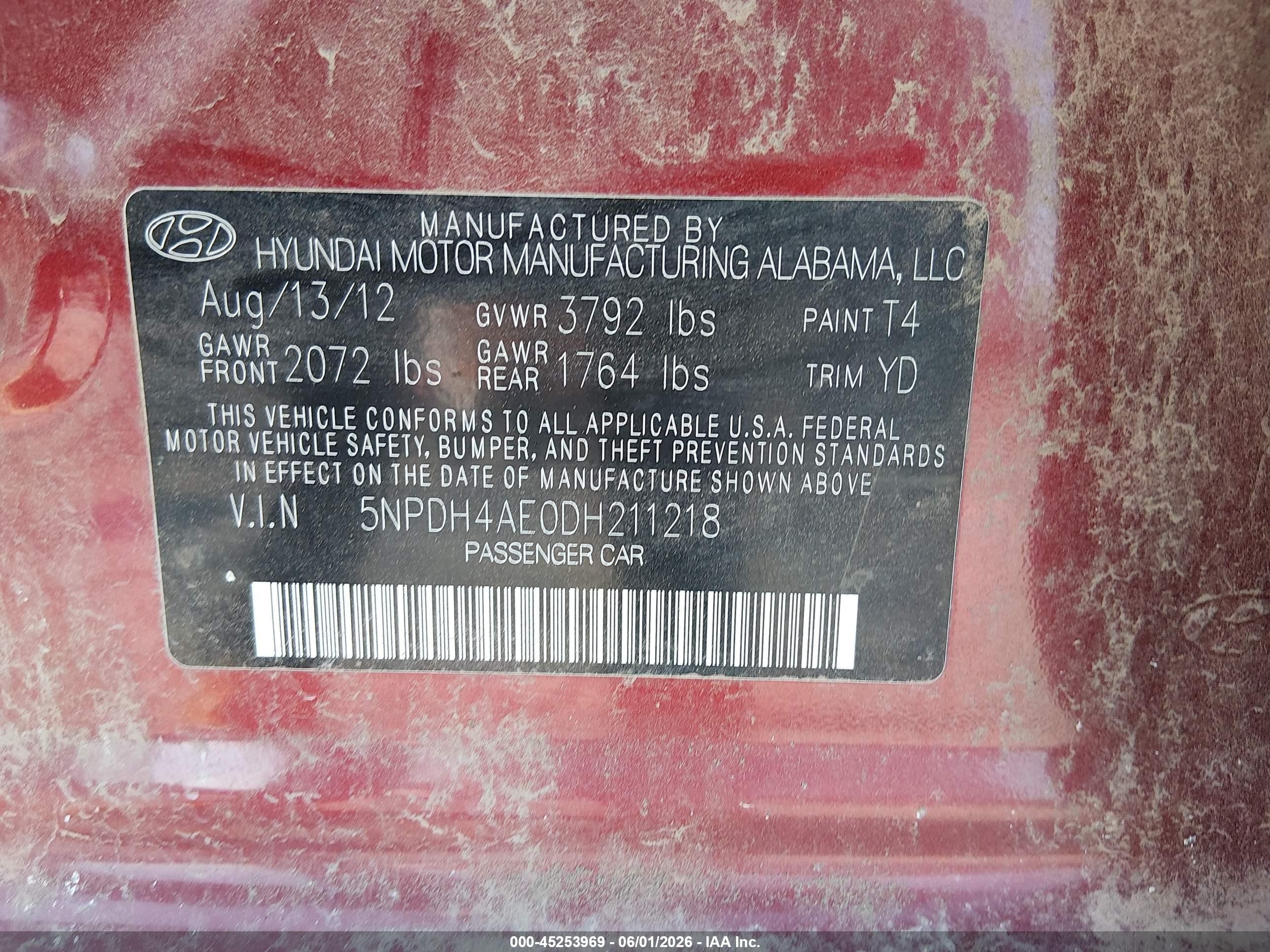 2013 Hyundai Elantra Gls Red vin: 5NPDH4AE0DH211218