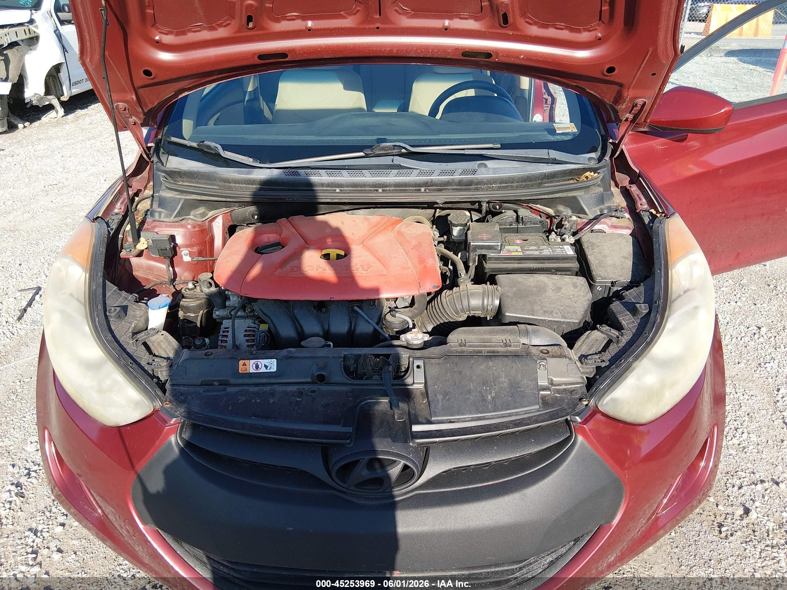 2013 Hyundai Elantra Gls Red vin: 5NPDH4AE0DH211218