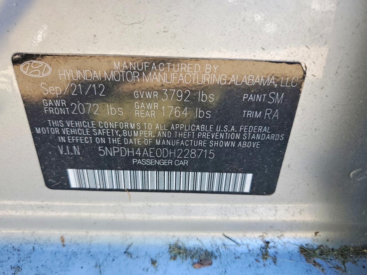 2013 Hyundai Elantra Gls Silver vin: 5NPDH4AE0DH228715