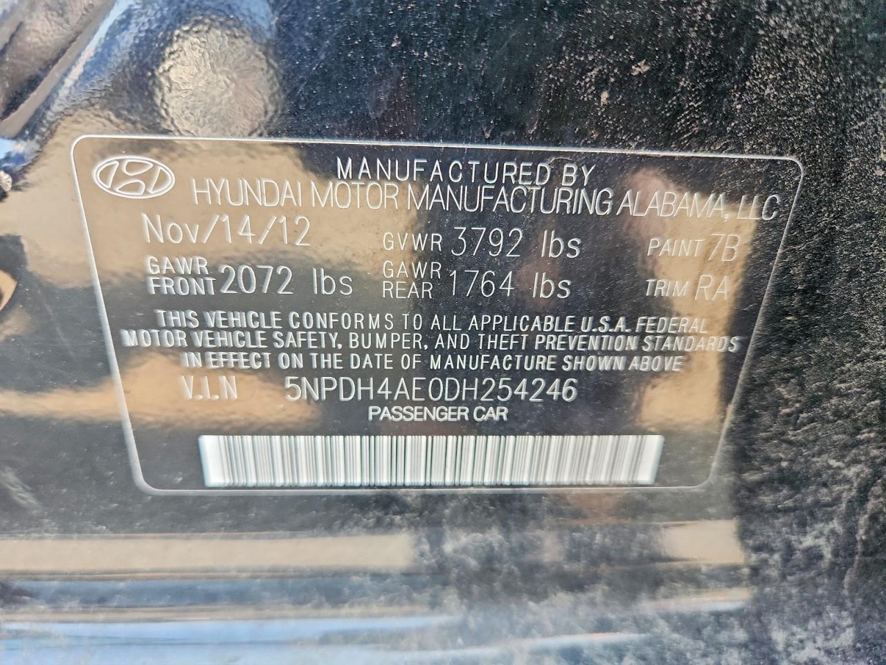 2013 Hyundai Elantra Gls Черный vin: 5NPDH4AE0DH254246
