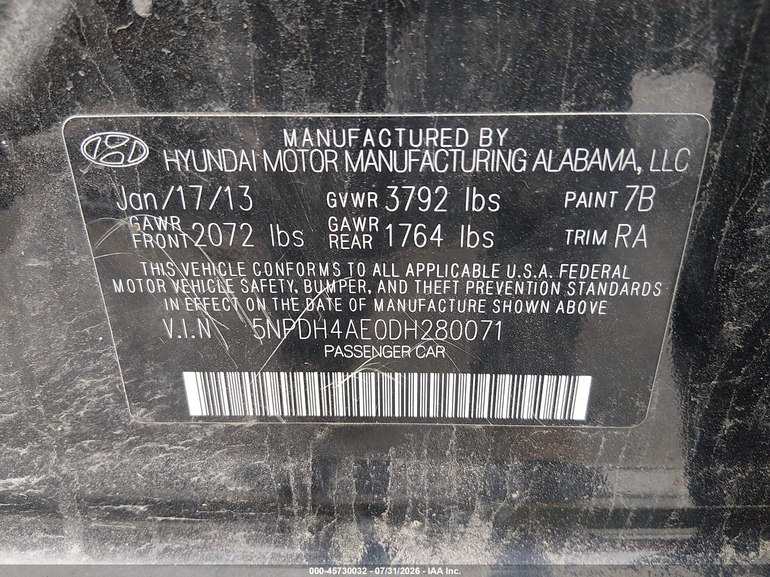 2013 Hyundai Elantra Gls Черный vin: 5NPDH4AE0DH280071