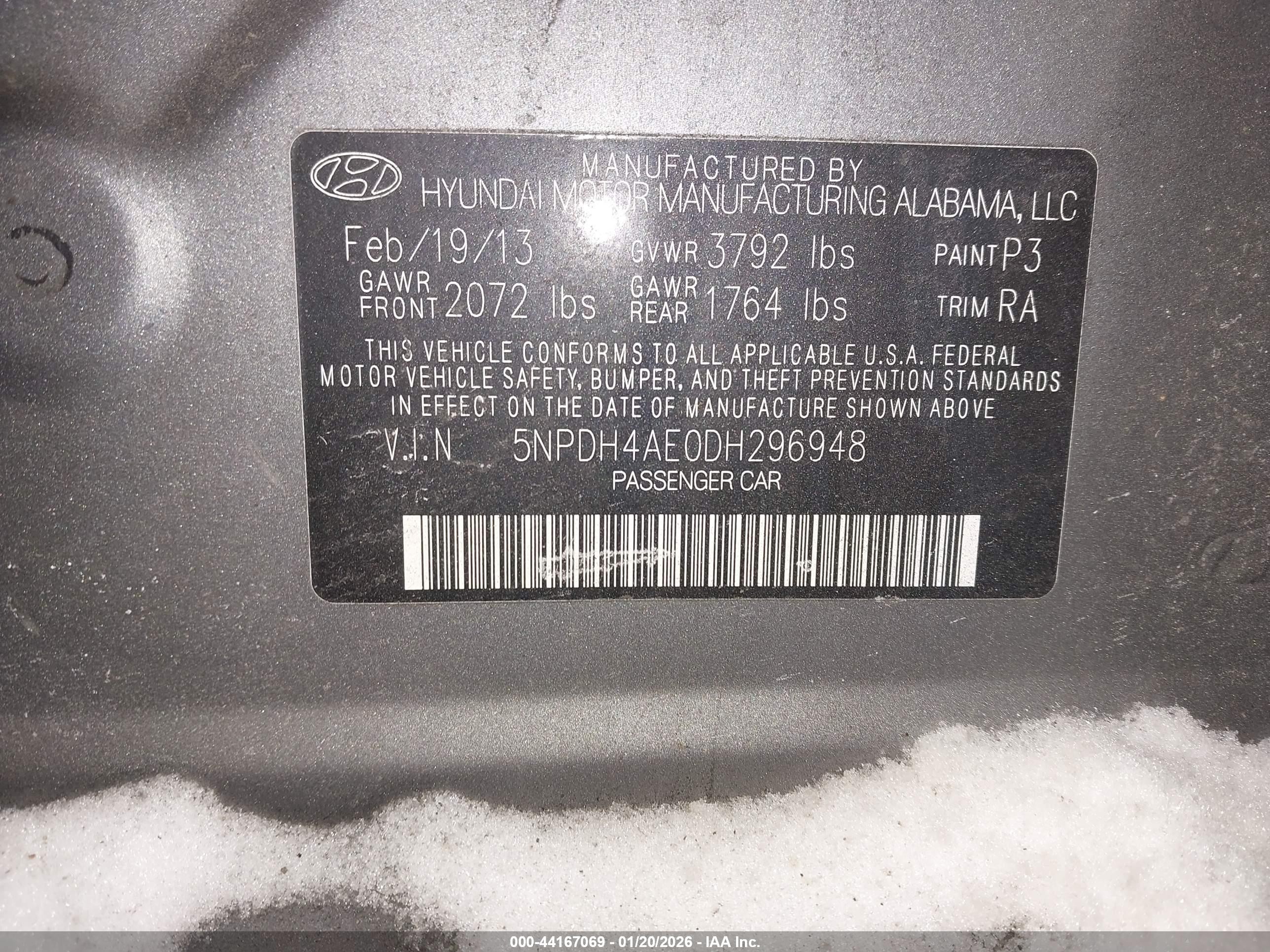 2013 Hyundai Elantra Gls Gray vin: 5NPDH4AE0DH296948