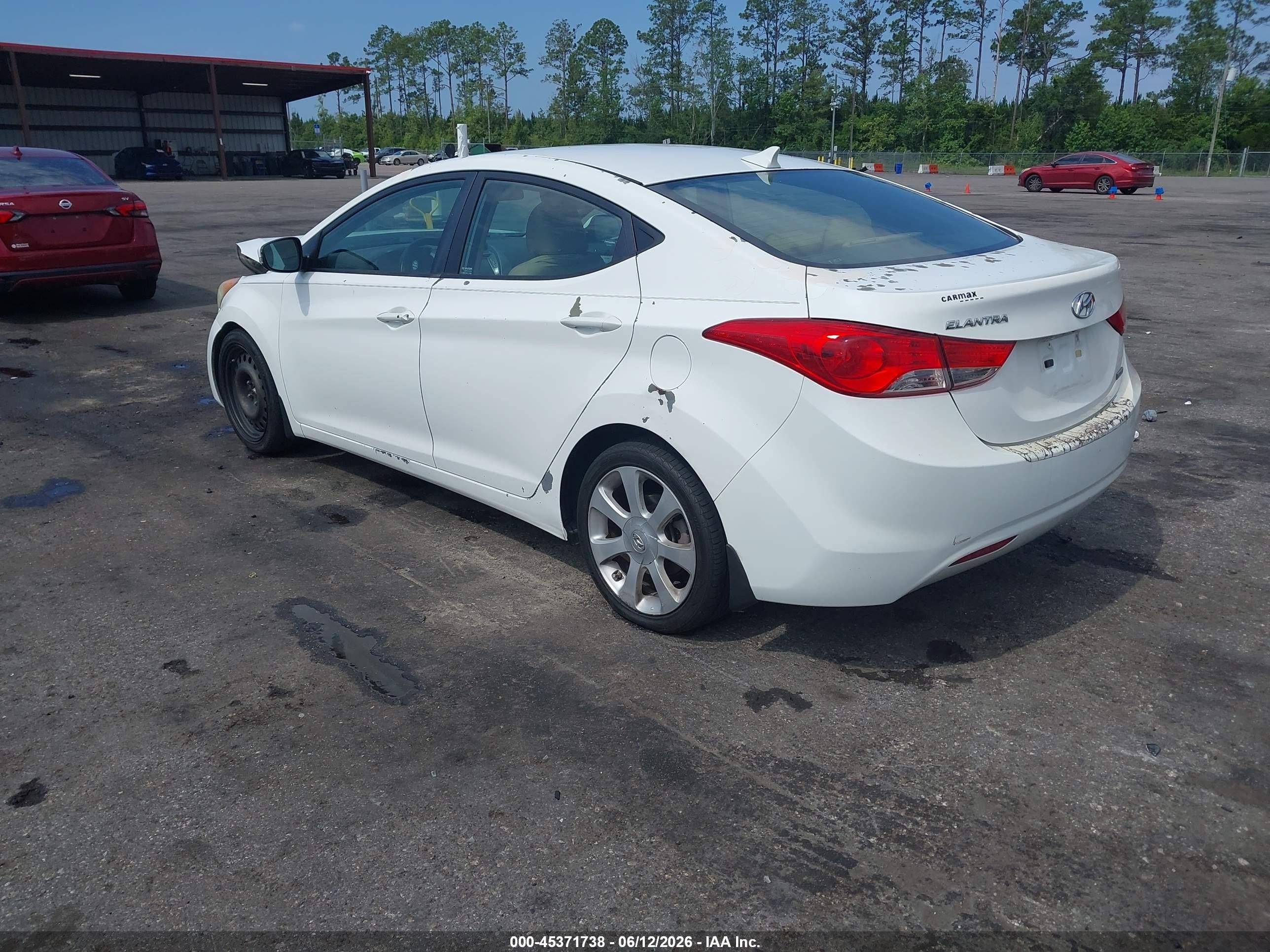 2013 Hyundai Elantra Limited White vin: 5NPDH4AE0DH329334