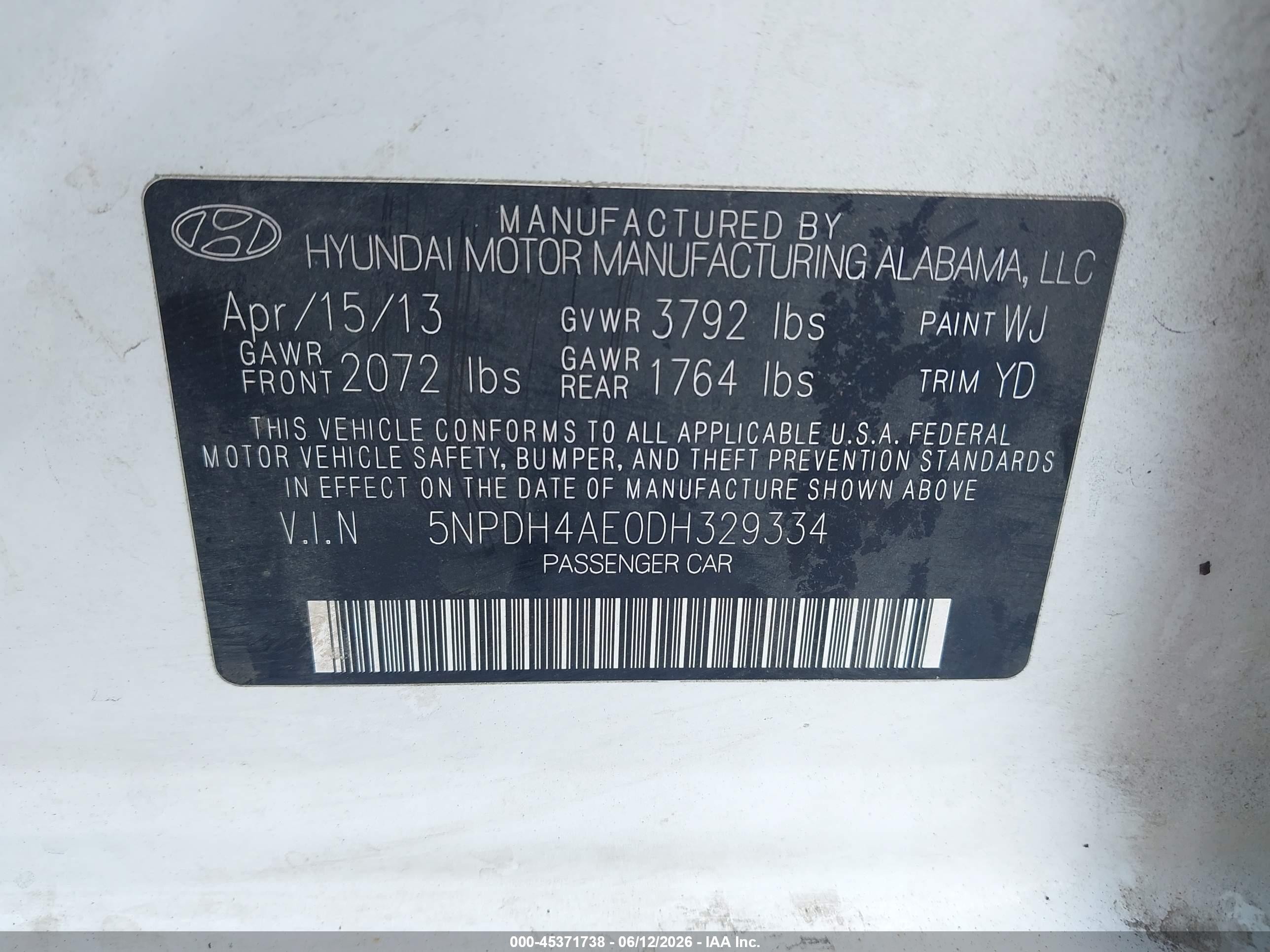 2013 Hyundai Elantra Limited White vin: 5NPDH4AE0DH329334