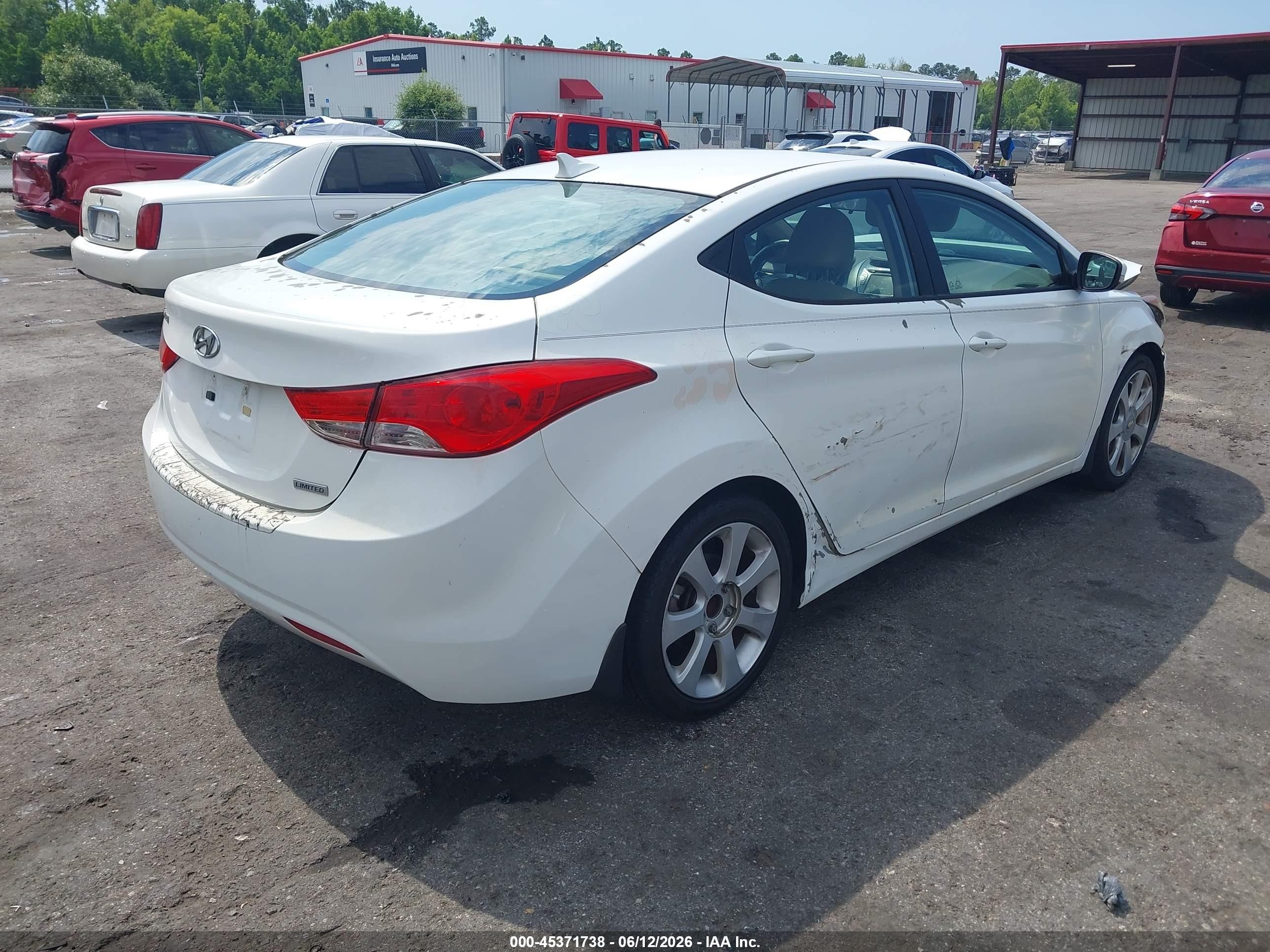 2013 Hyundai Elantra Limited White vin: 5NPDH4AE0DH329334