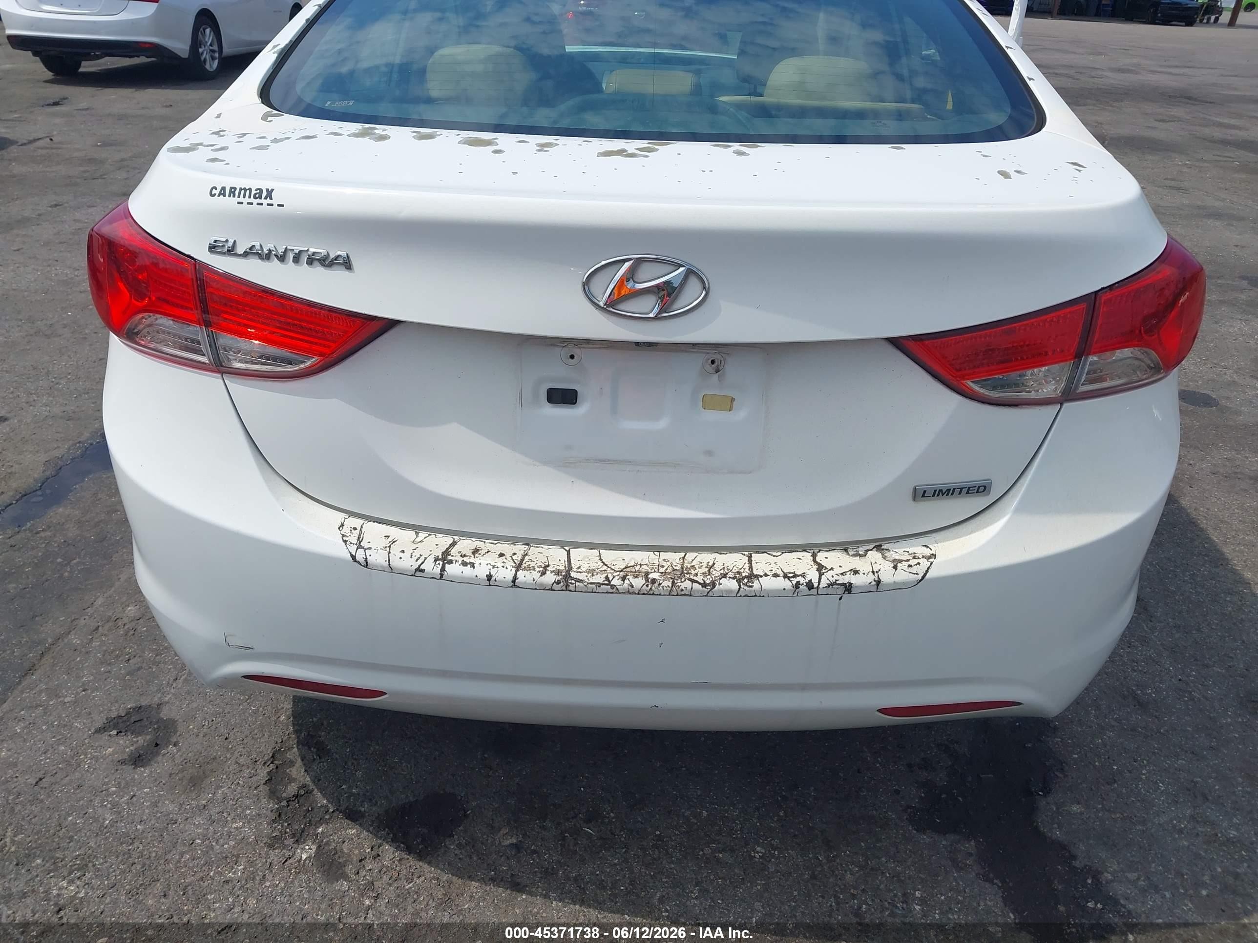 2013 Hyundai Elantra Limited White vin: 5NPDH4AE0DH329334