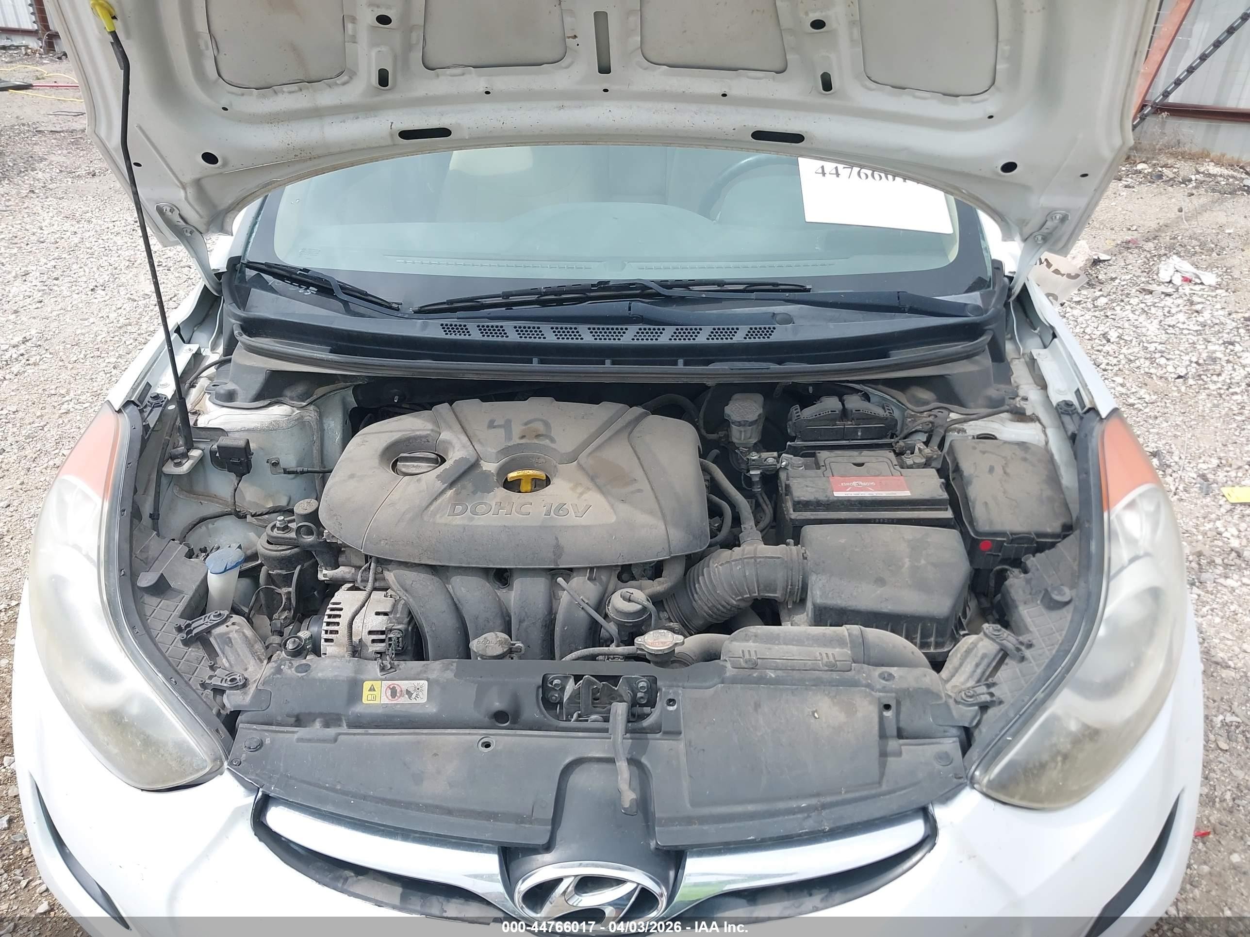 2013 Hyundai Elantra Gls White vin: 5NPDH4AE0DH371602