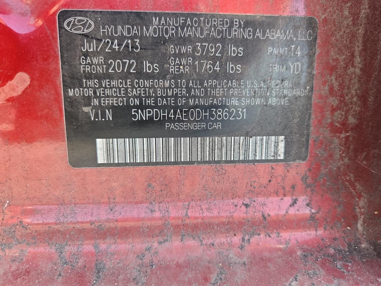 2013 Hyundai Elantra Gls Burgundy vin: 5NPDH4AE0DH386231