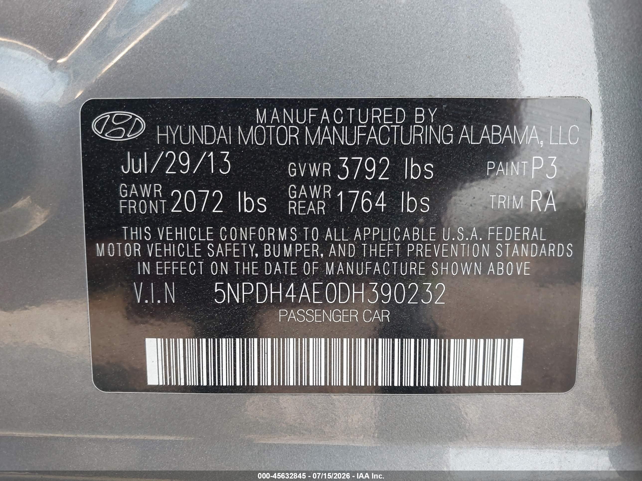 2013 Hyundai Elantra Gls Gray vin: 5NPDH4AE0DH390232