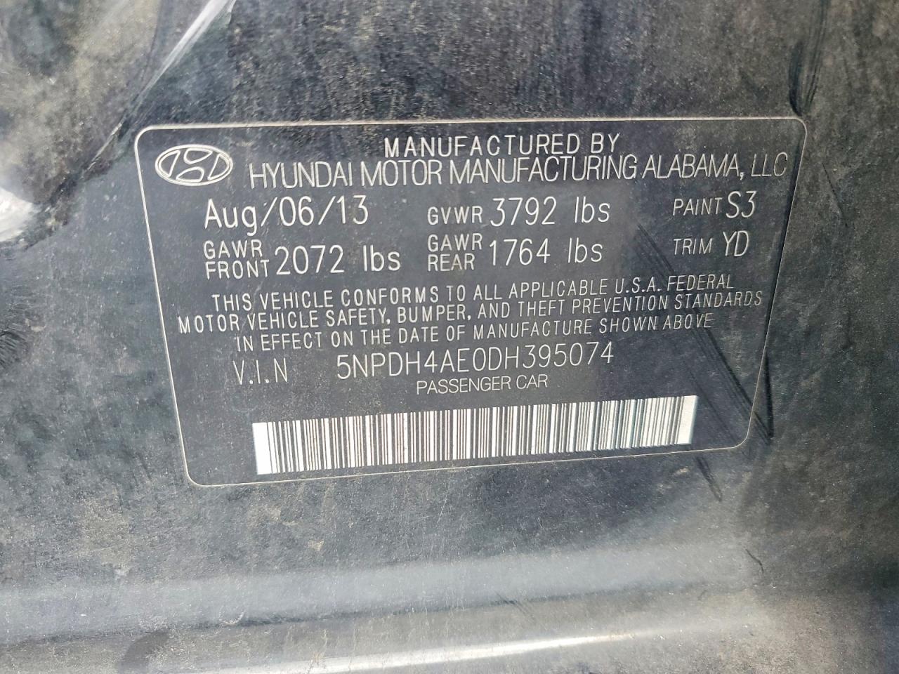 2013 Hyundai Elantra Gls Черный vin: 5NPDH4AE0DH395074