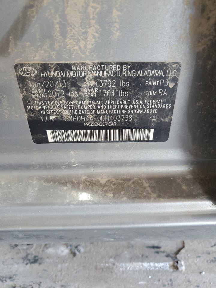 2013 Hyundai Elantra Gls Gray vin: 5NPDH4AE0DH403738