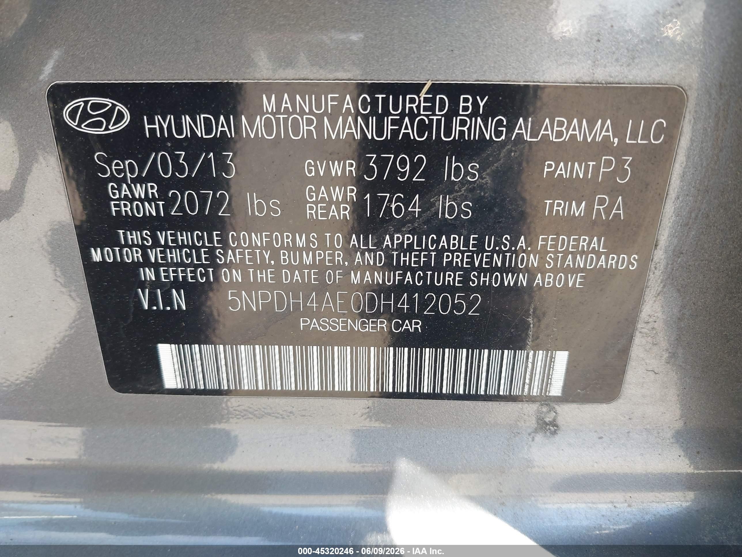 2013 Hyundai Elantra Gls Gray vin: 5NPDH4AE0DH412052
