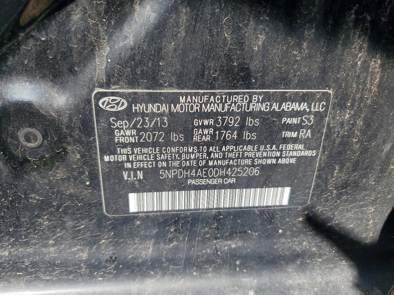2013 Hyundai Elantra Gls Black vin: 5NPDH4AE0DH425206