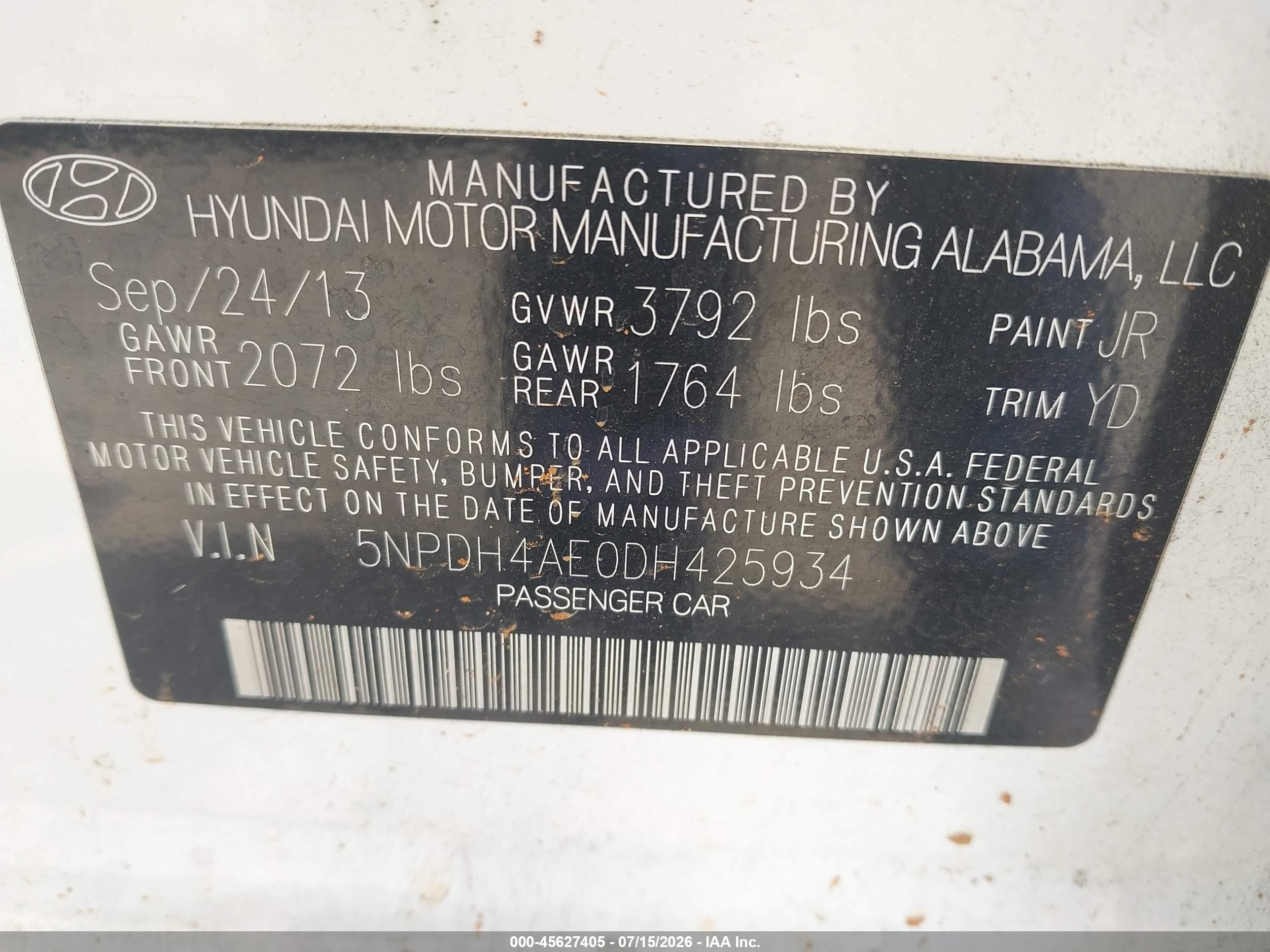 2013 Hyundai Elantra Limited White vin: 5NPDH4AE0DH425934