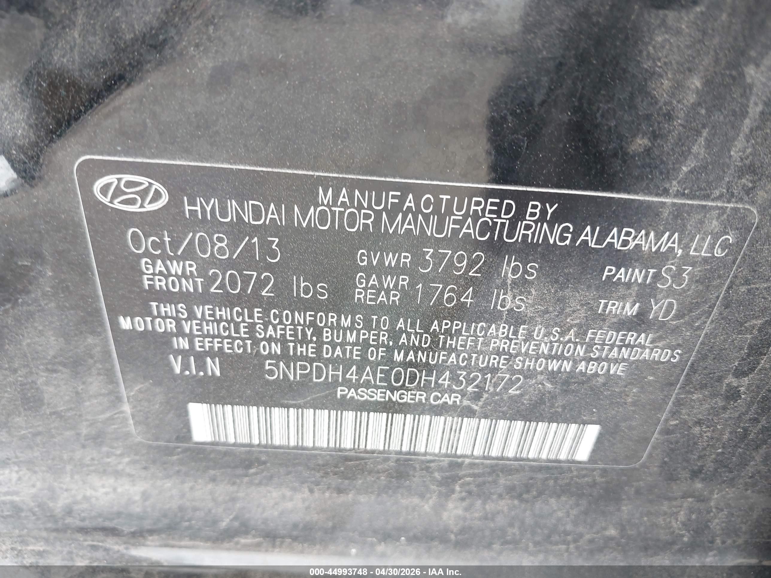 2013 Hyundai Elantra Limited Black vin: 5NPDH4AE0DH432172