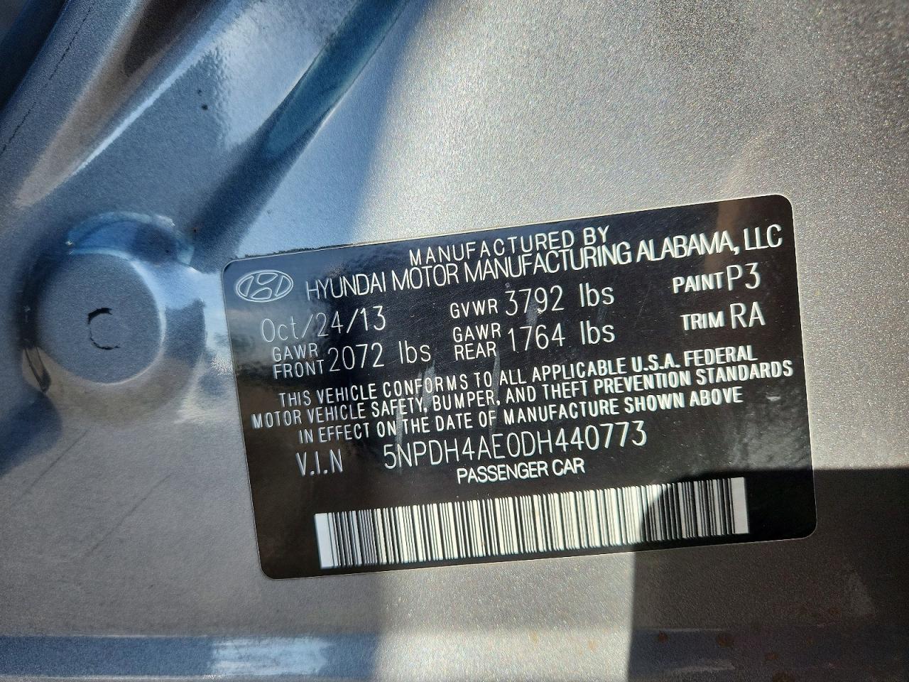 2013 Hyundai Elantra Gls Gray vin: 5NPDH4AE0DH440773