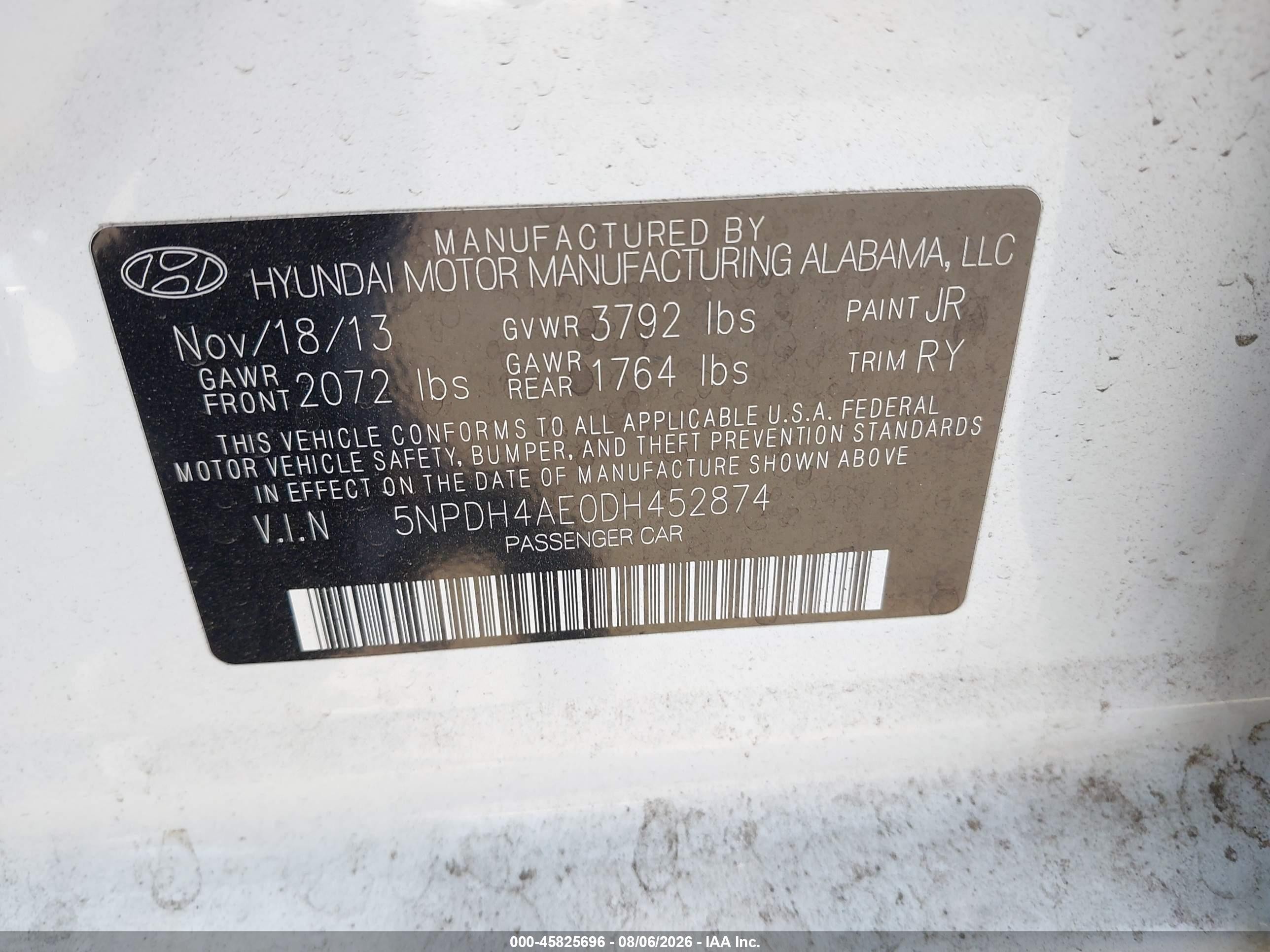 2013 Hyundai Elantra Limited White vin: 5NPDH4AE0DH452874