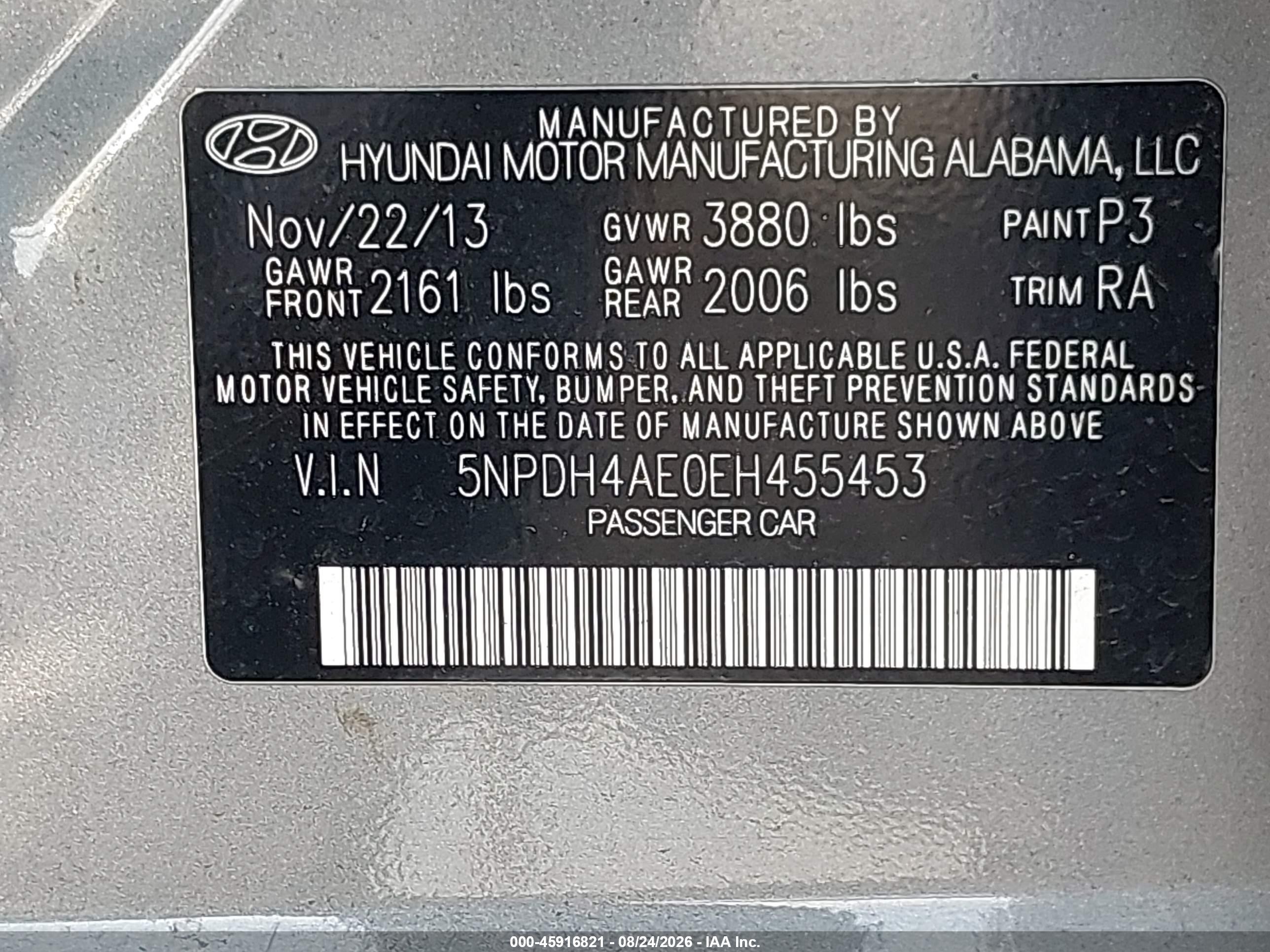 2014 Hyundai Elantra Se Gray vin: 5NPDH4AE0EH455453