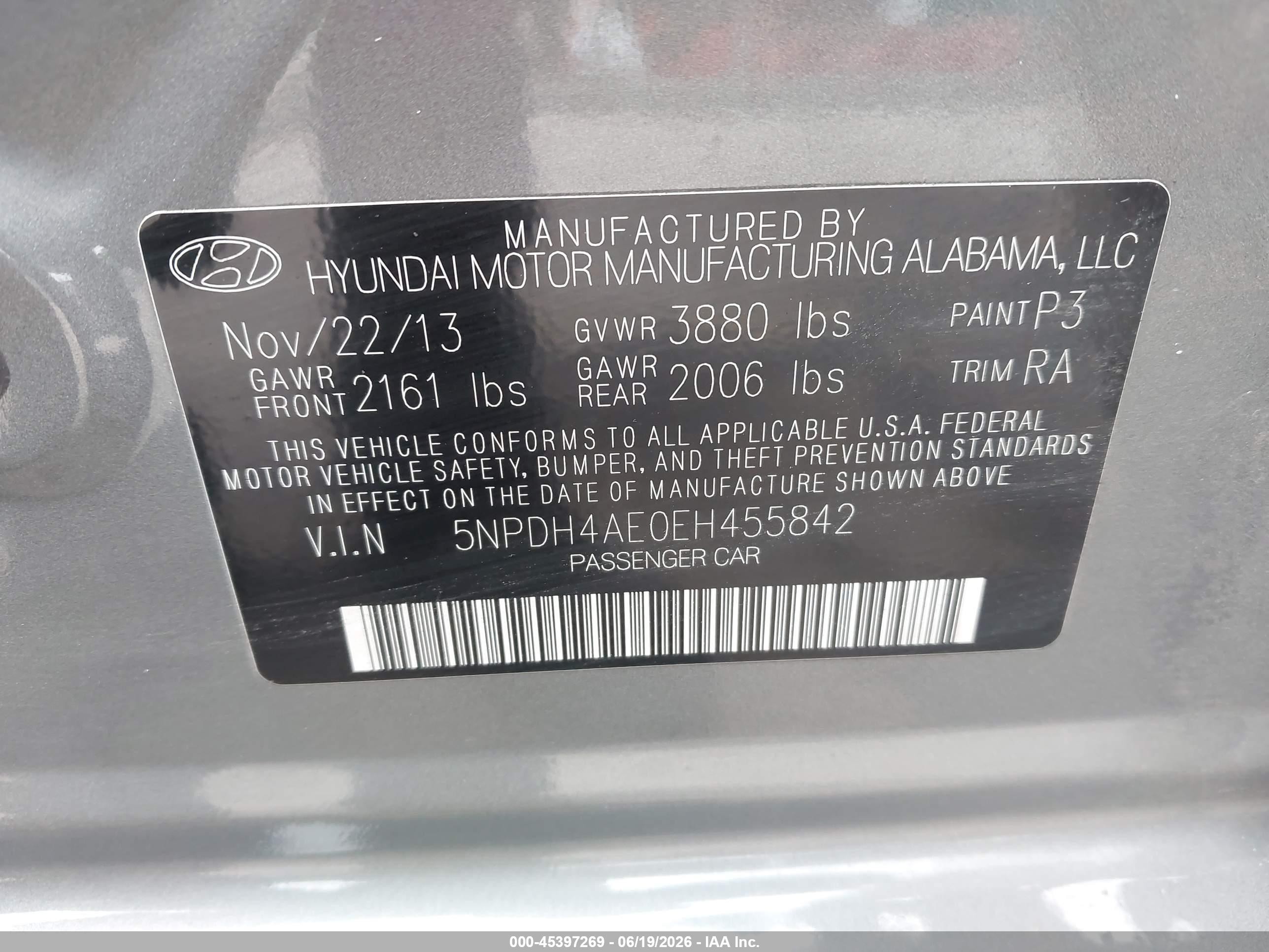 2014 Hyundai Elantra Se Gray vin: 5NPDH4AE0EH455842