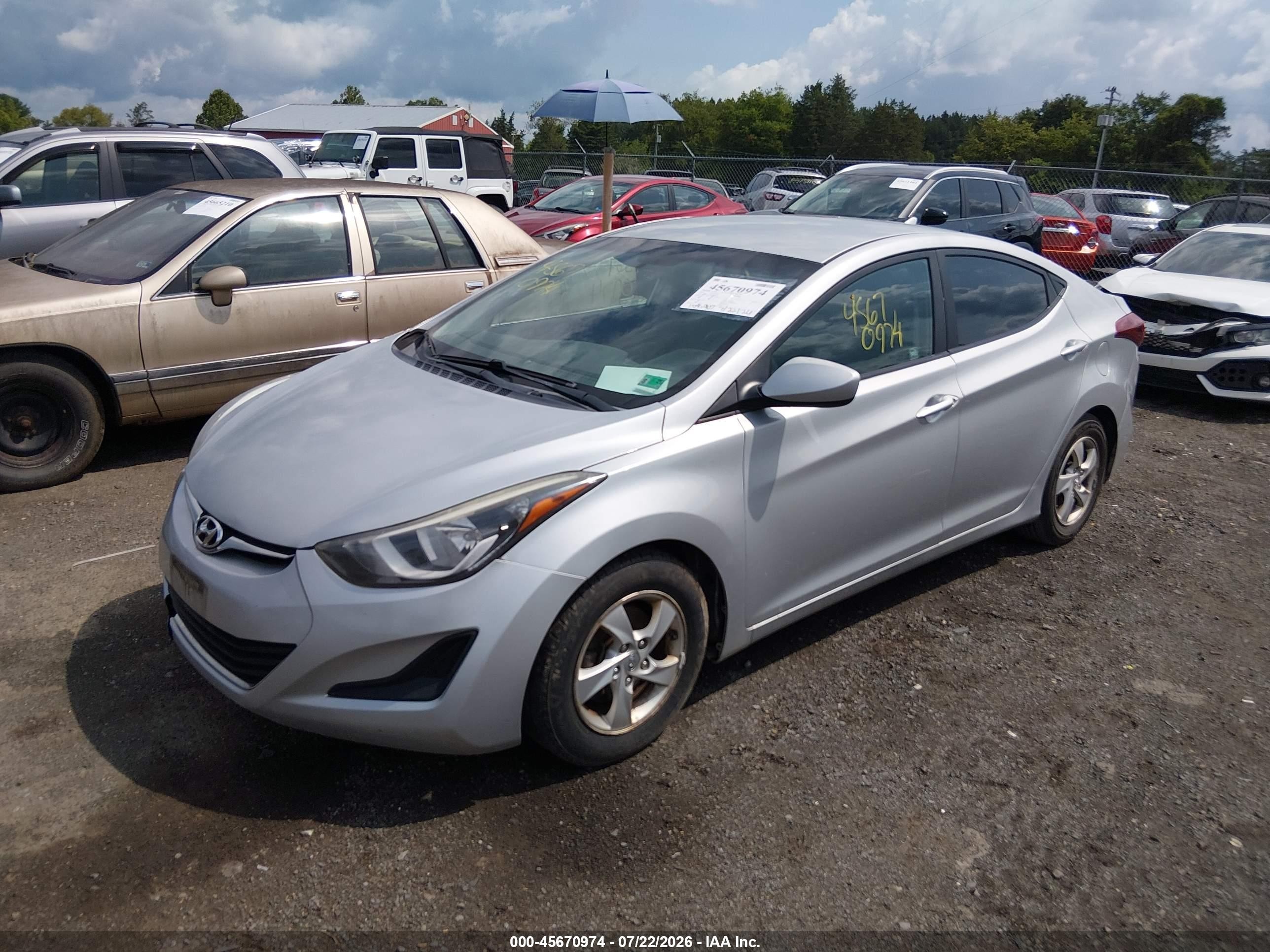 2014 Hyundai Elantra Se Серебряный vin: 5NPDH4AE0EH456697