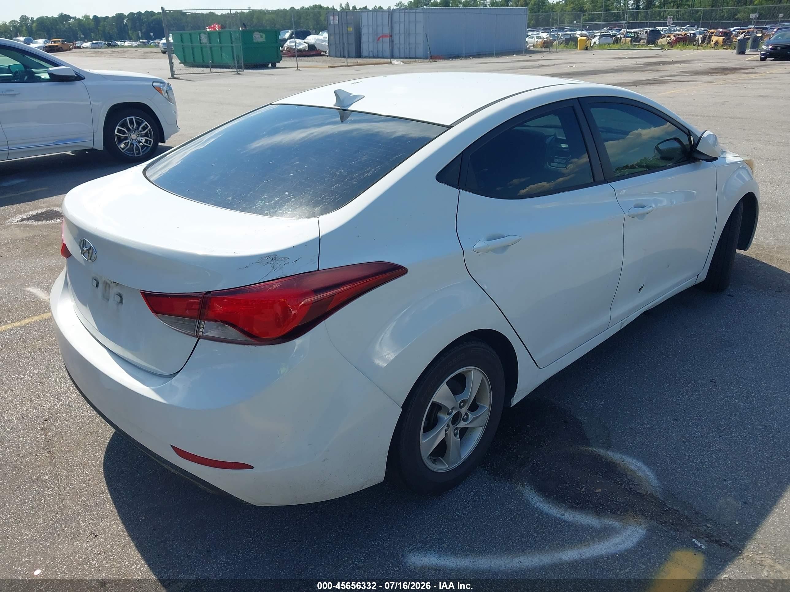 2014 Hyundai Elantra Se White vin: 5NPDH4AE0EH466470
