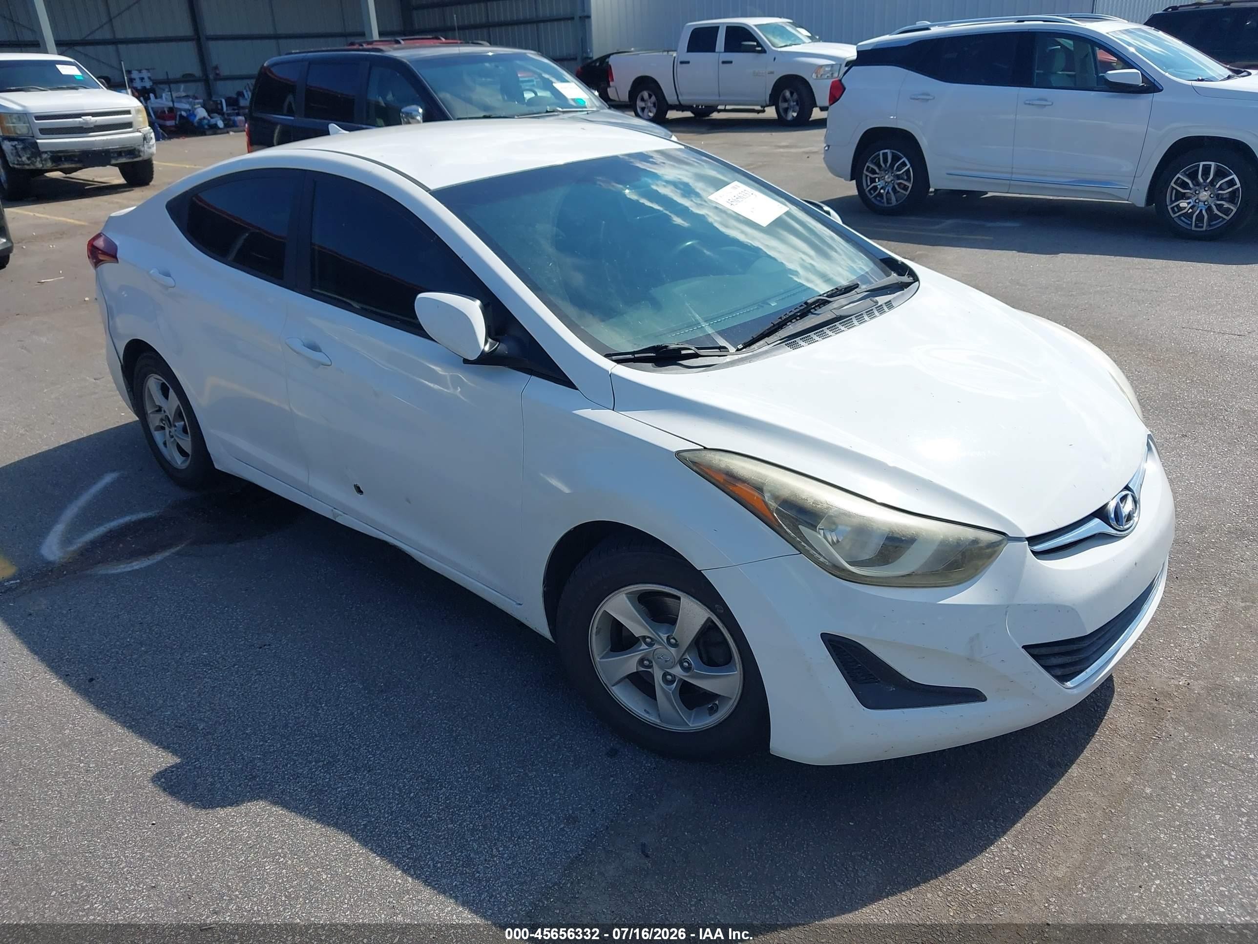 2014 Hyundai Elantra Se White vin: 5NPDH4AE0EH466470