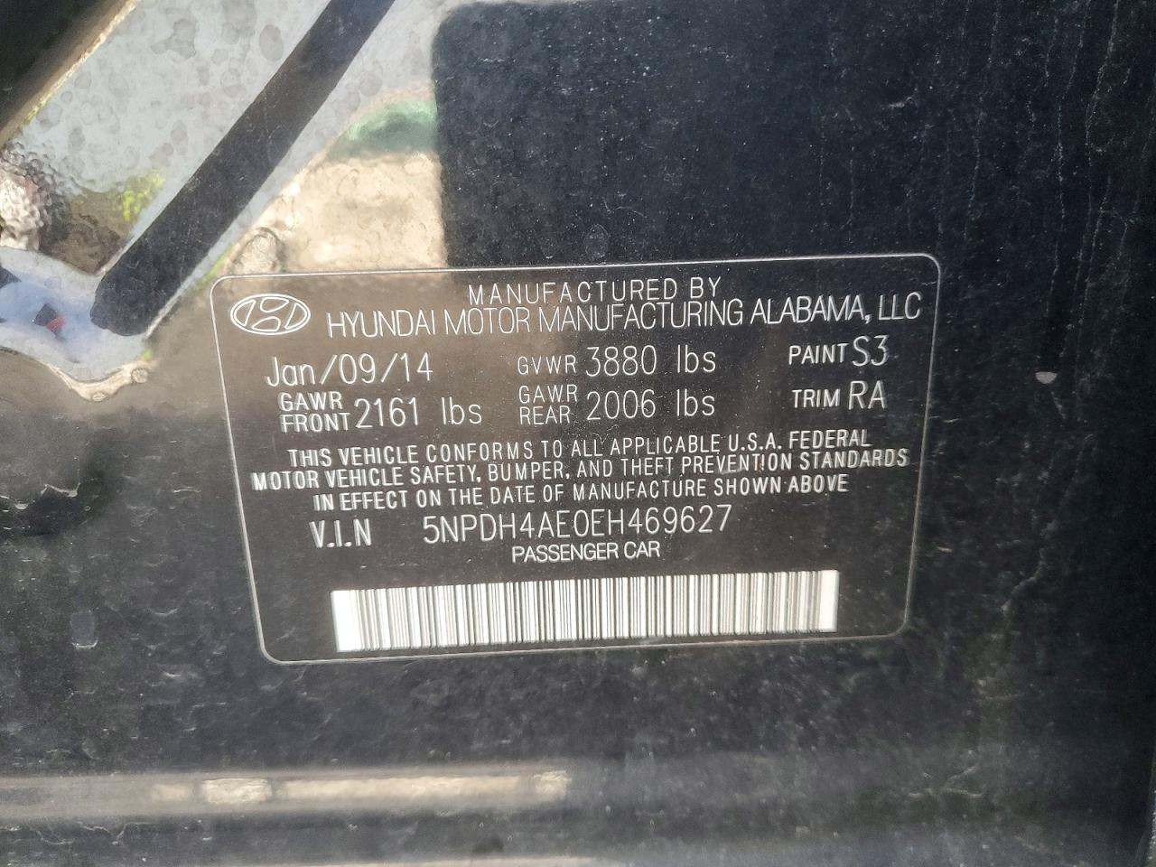 2014 Hyundai Elantra Se Черный vin: 5NPDH4AE0EH469627