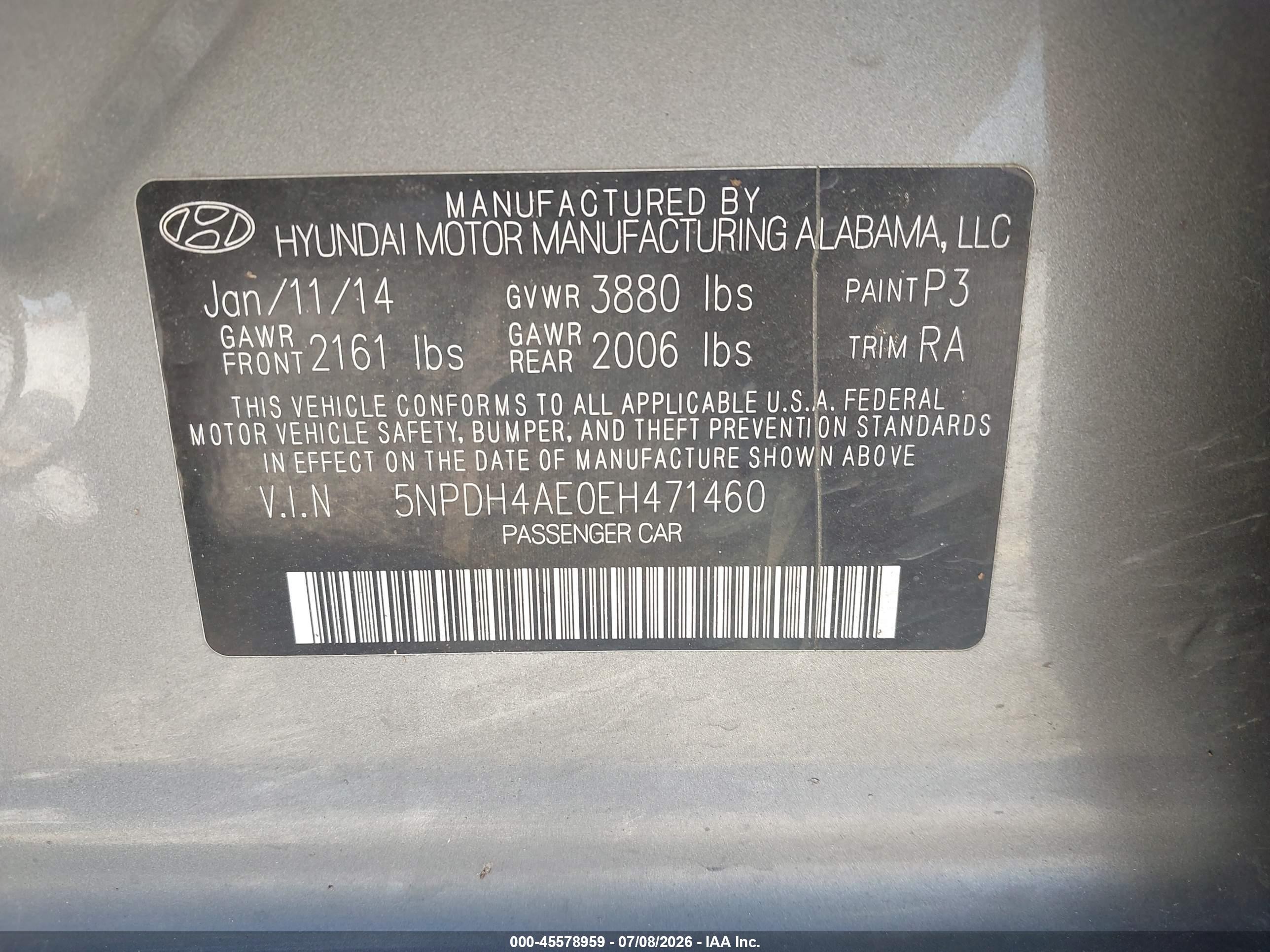 2014 Hyundai Elantra Se Серебряный vin: 5NPDH4AE0EH471460