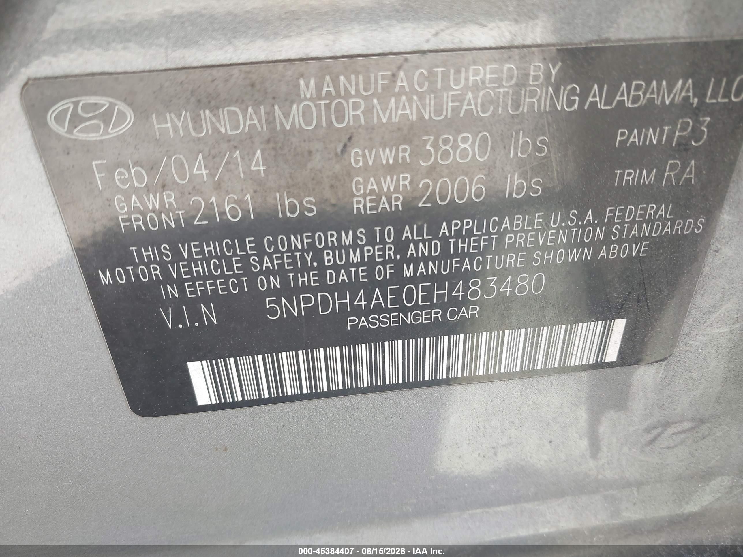 2014 Hyundai Elantra Se Gray vin: 5NPDH4AE0EH483480