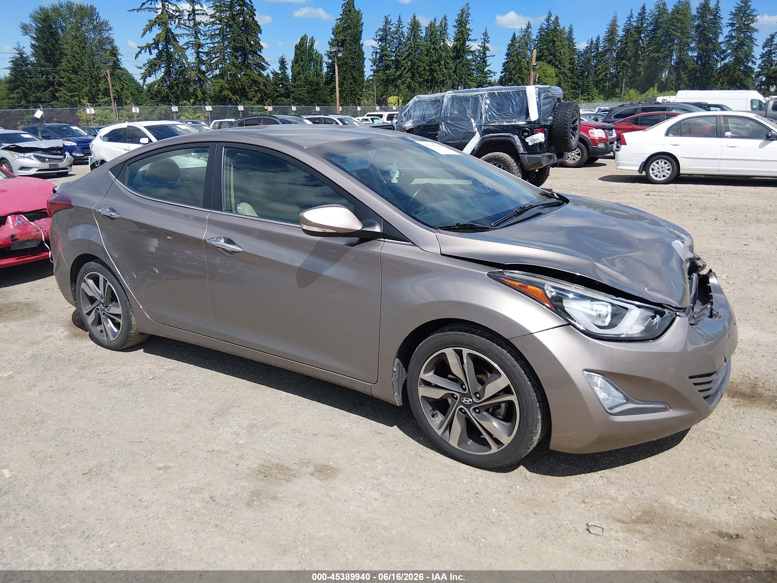 2014 Hyundai Elantra Limited Tan vin: 5NPDH4AE0EH488856