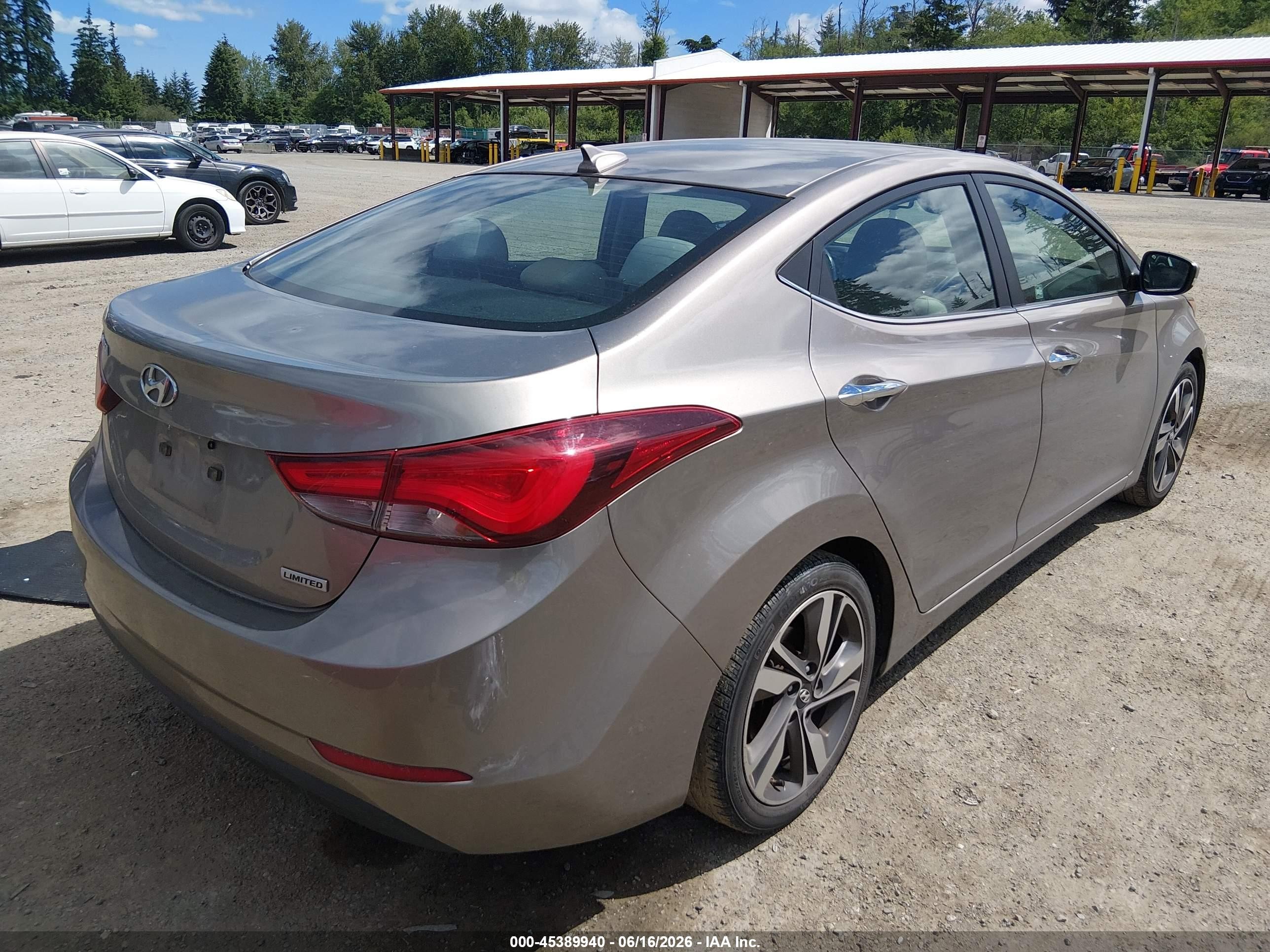 2014 Hyundai Elantra Limited Tan vin: 5NPDH4AE0EH488856