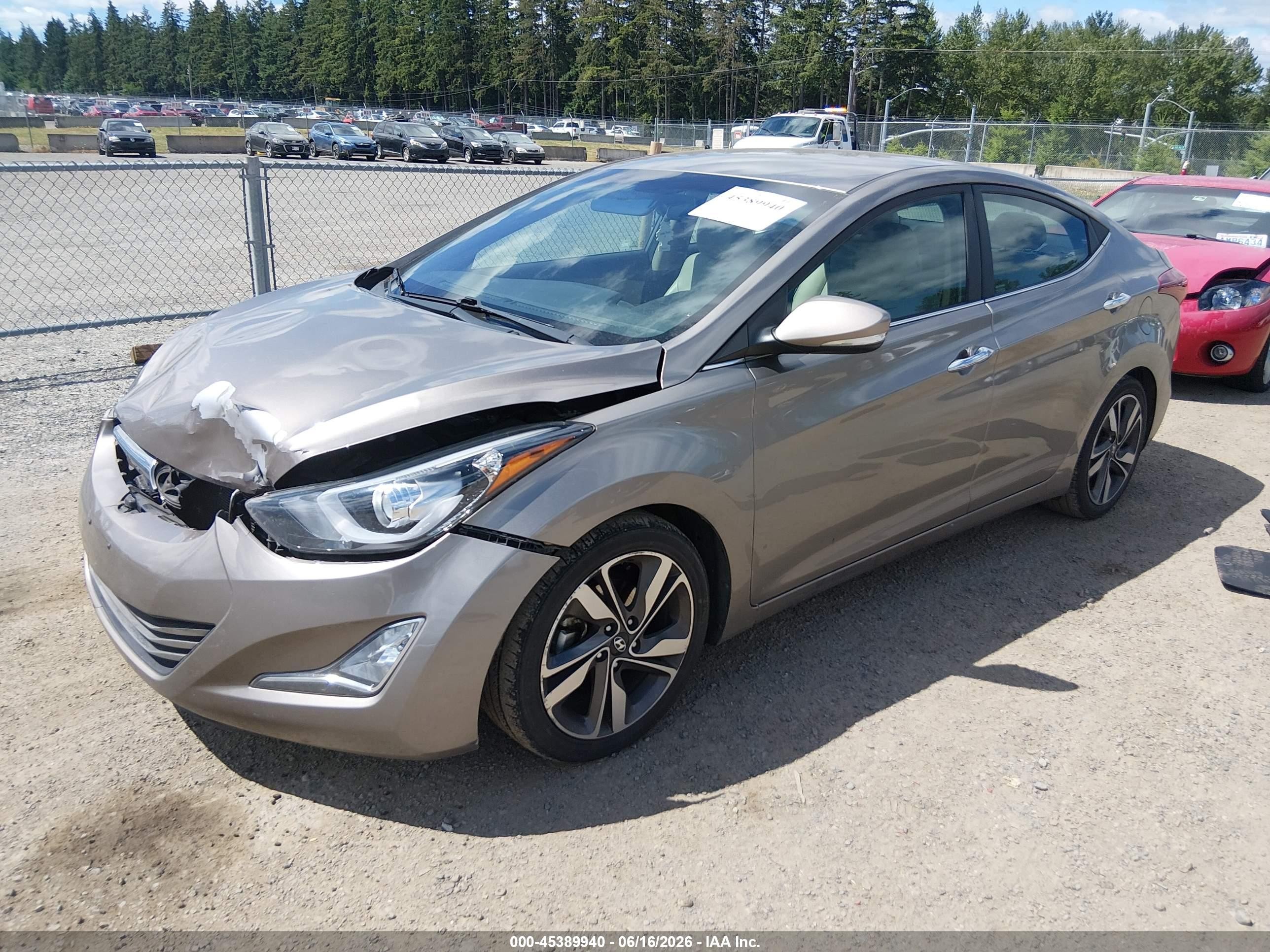 2014 Hyundai Elantra Limited Tan vin: 5NPDH4AE0EH488856