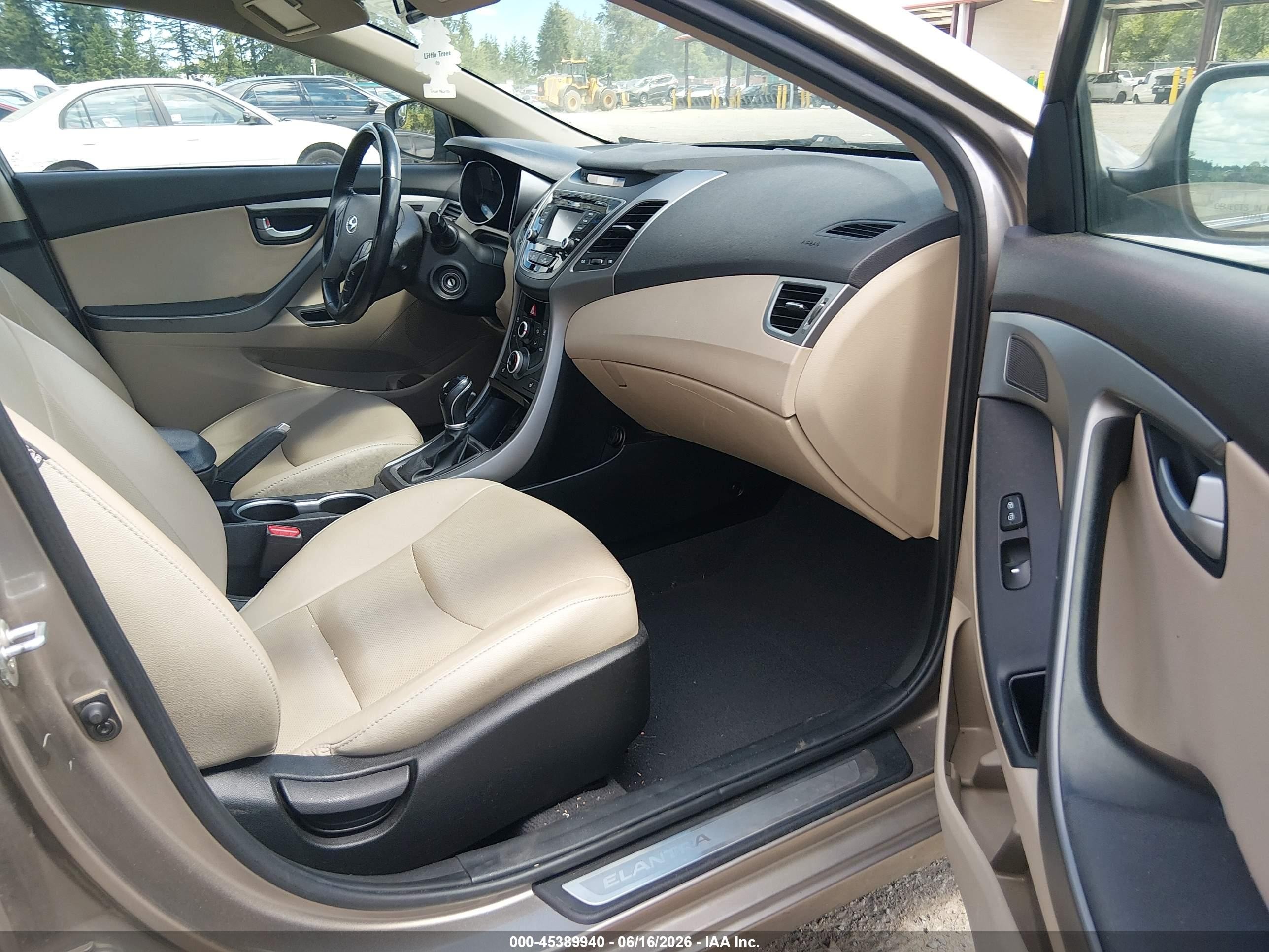 2014 Hyundai Elantra Limited Tan vin: 5NPDH4AE0EH488856