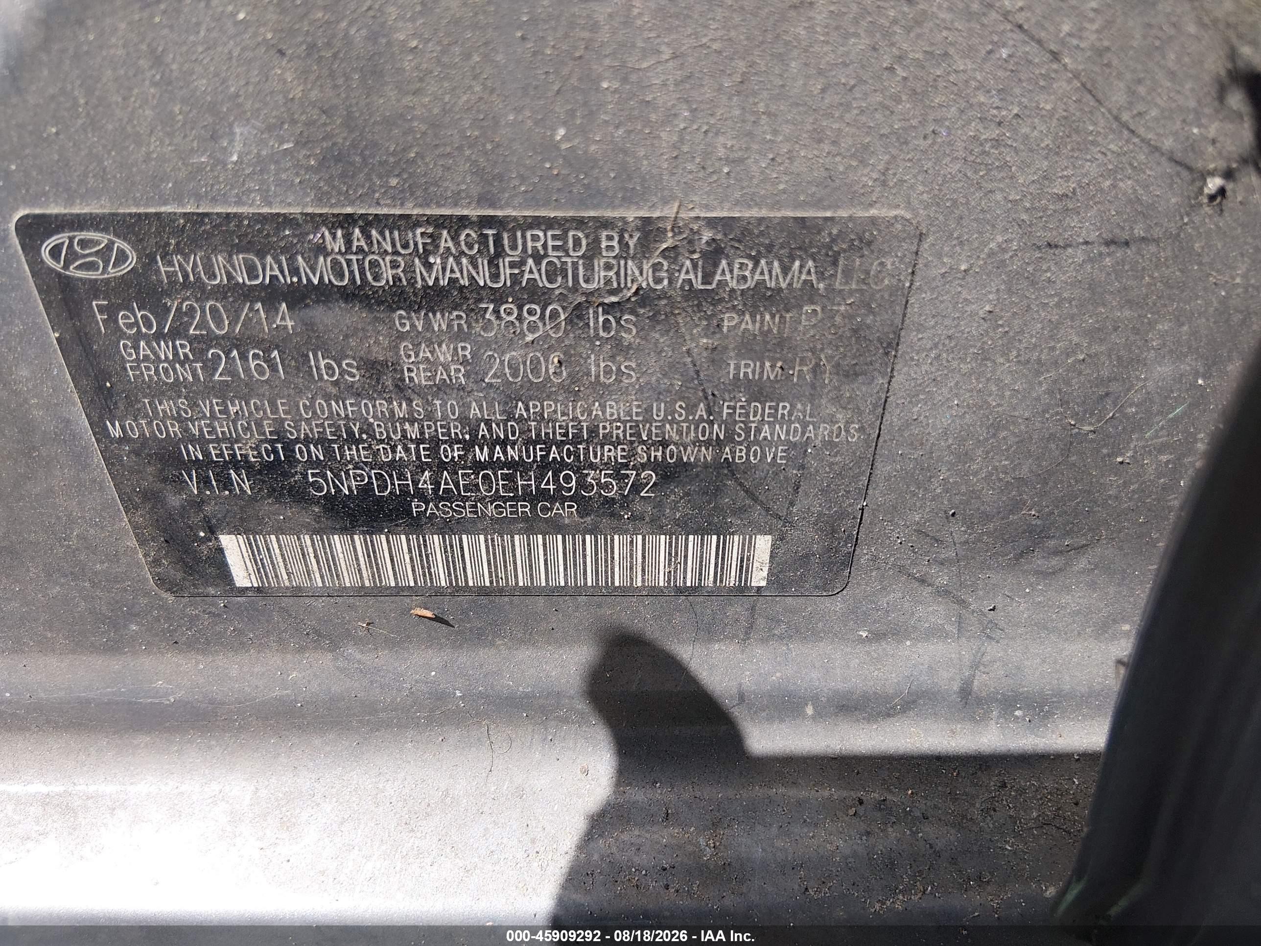 2014 Hyundai Elantra Limited Gray vin: 5NPDH4AE0EH493572
