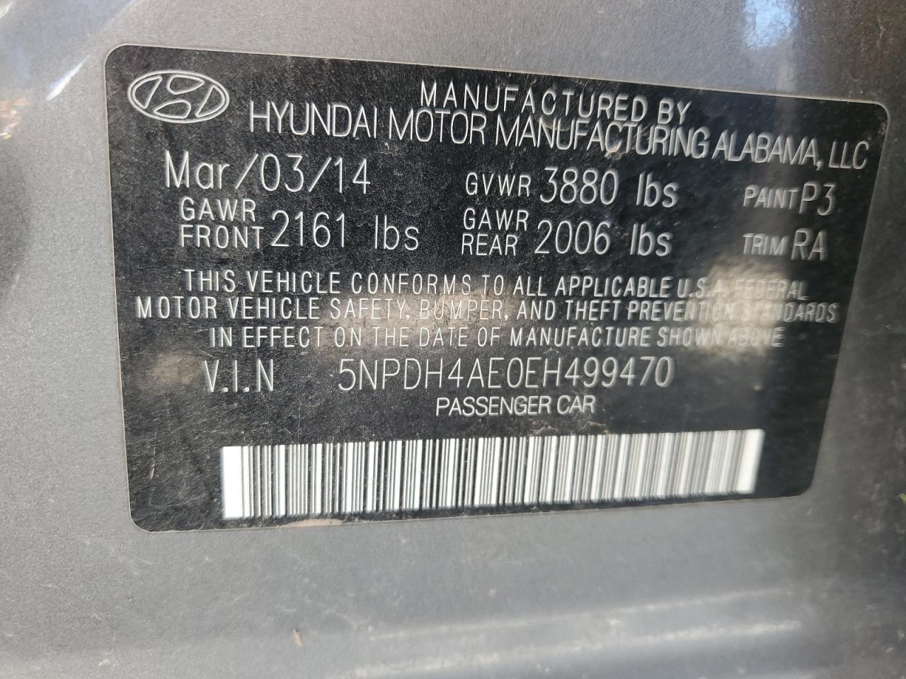 2014 Hyundai Elantra Se Серый vin: 5NPDH4AE0EH499470
