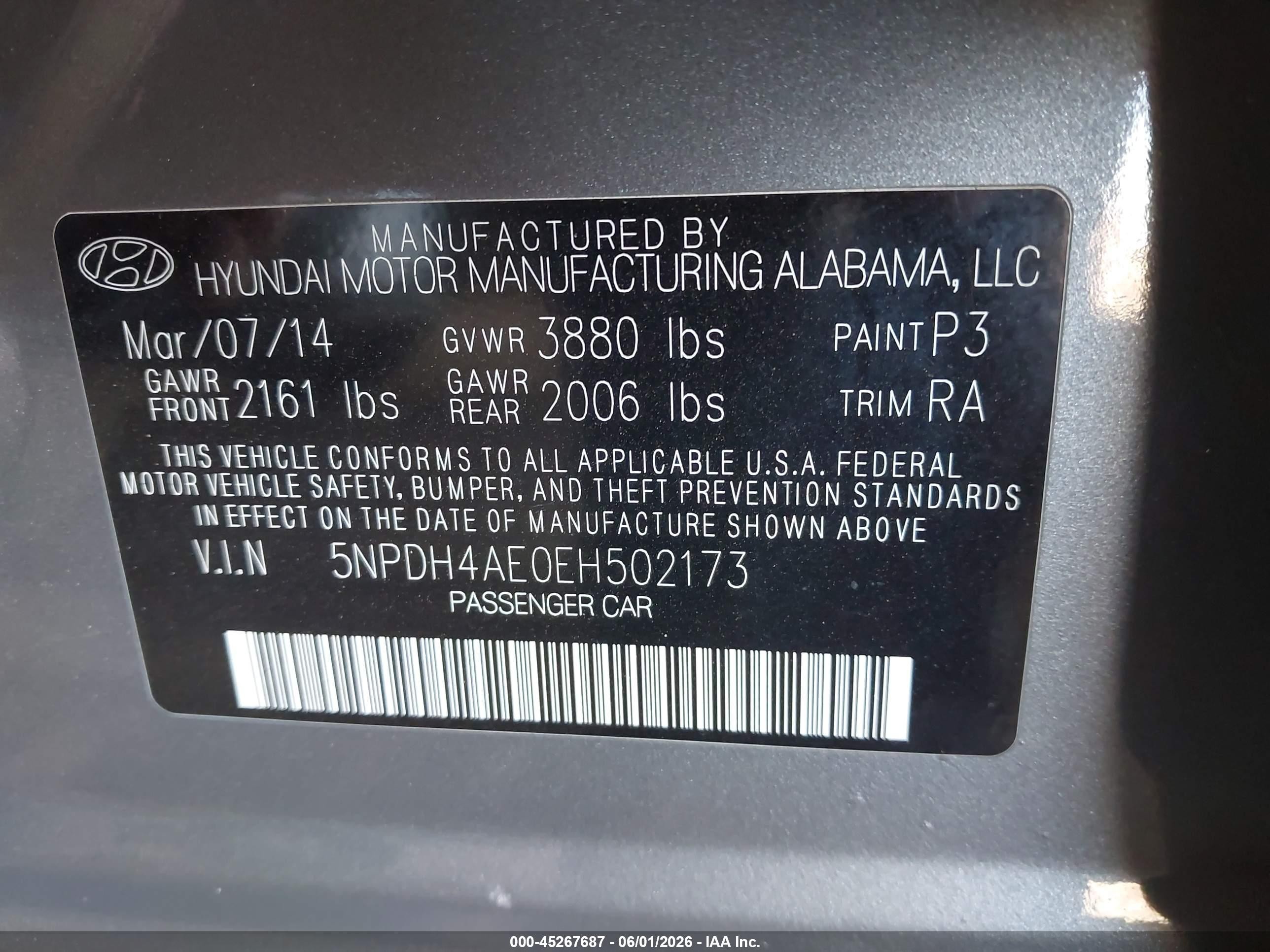2014 Hyundai Elantra Se Gray vin: 5NPDH4AE0EH502173