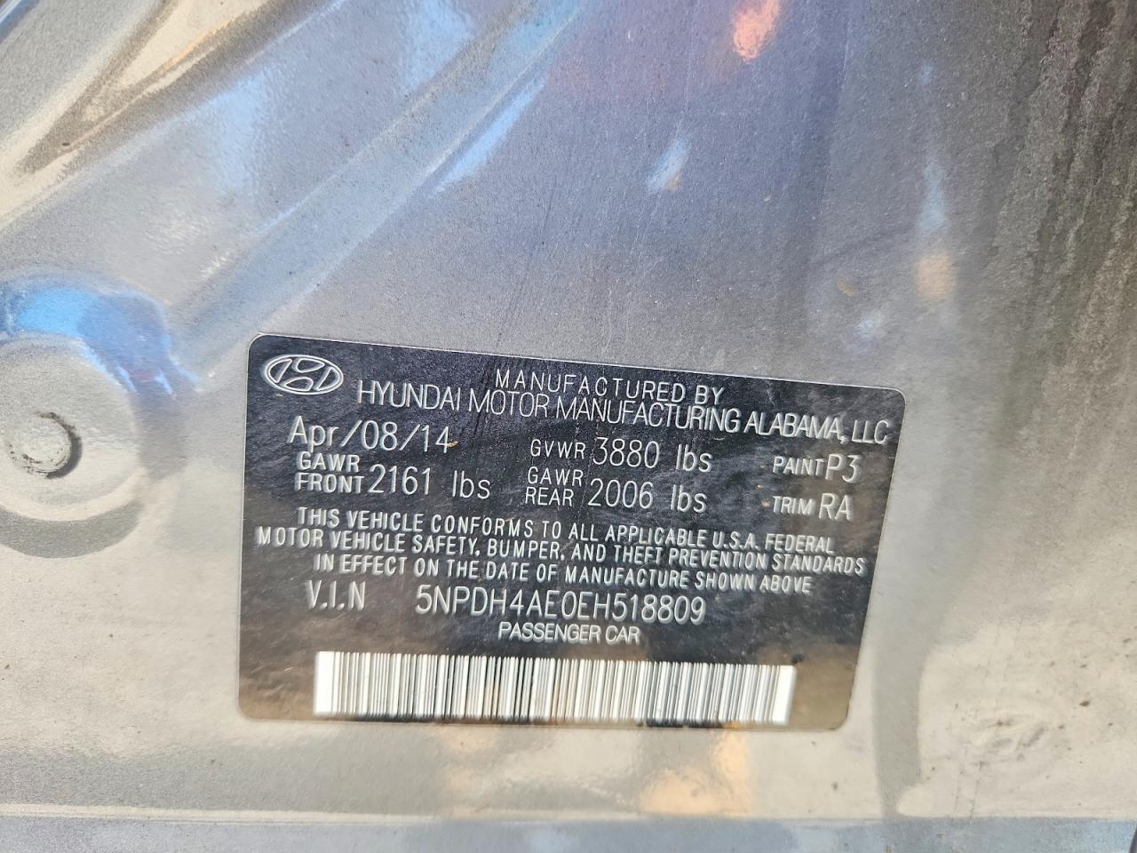 2014 Hyundai Elantra Se Silver vin: 5NPDH4AE0EH518809