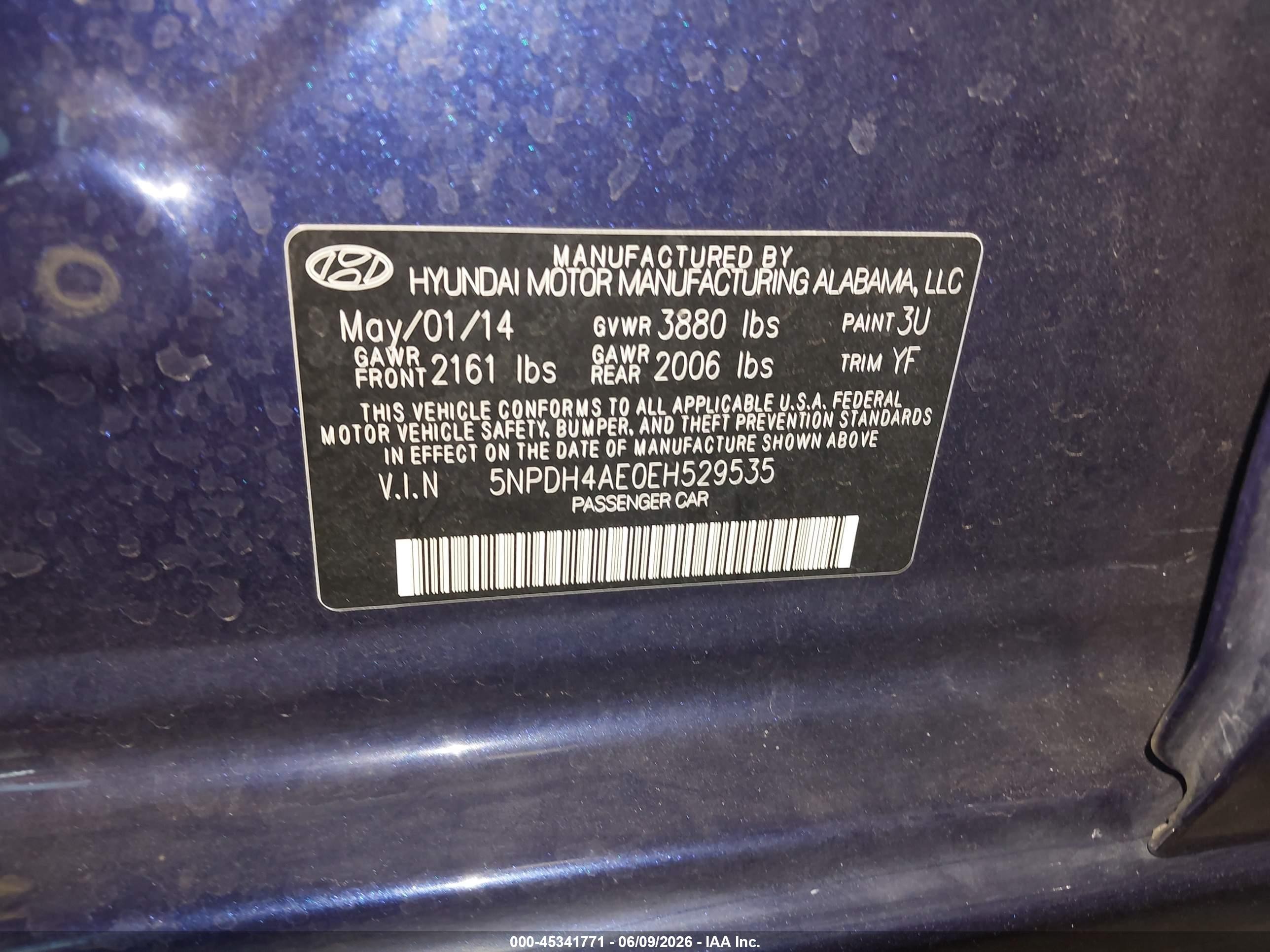 2014 Hyundai Elantra Se Синий vin: 5NPDH4AE0EH529535