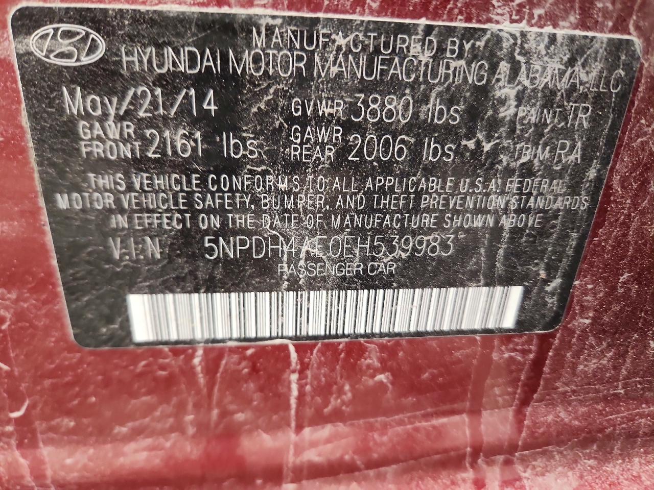2014 Hyundai Elantra Se Красный vin: 5NPDH4AE0EH539983