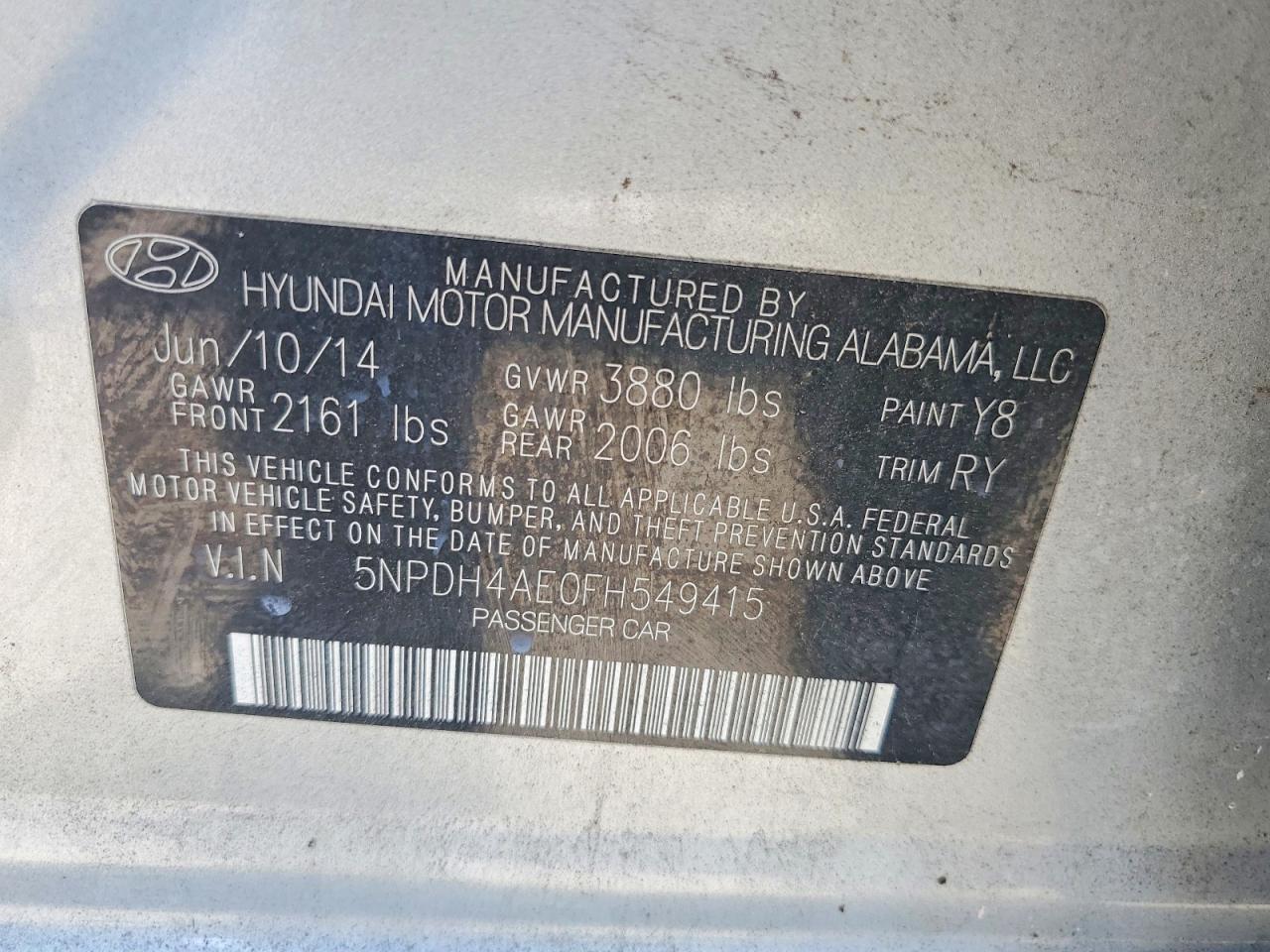 2015 Hyundai Elantra Se Серебряный vin: 5NPDH4AE0FH549415