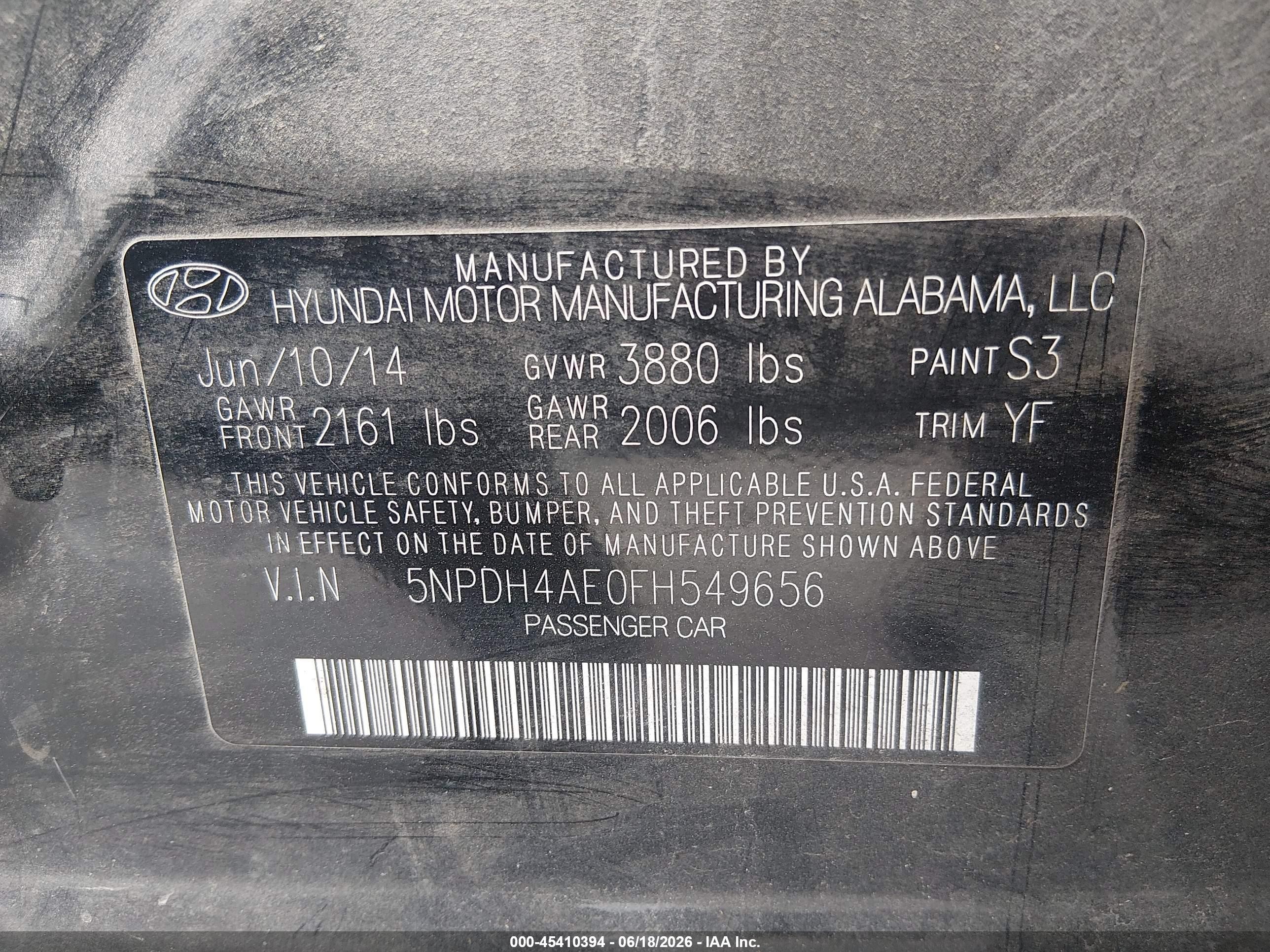 2015 Hyundai Elantra Limited Black vin: 5NPDH4AE0FH549656