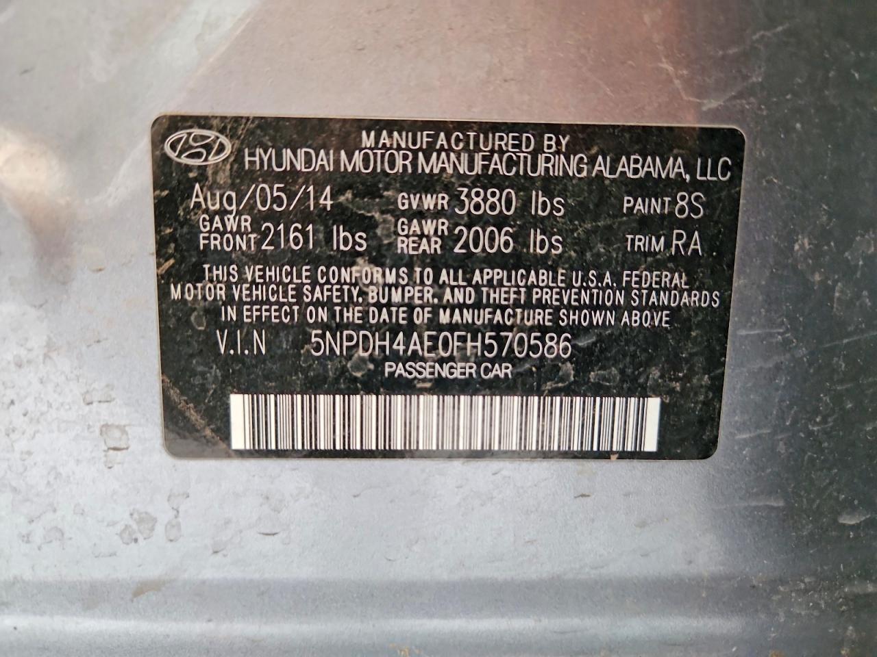 2015 Hyundai Elantra Se Silver vin: 5NPDH4AE0FH570586