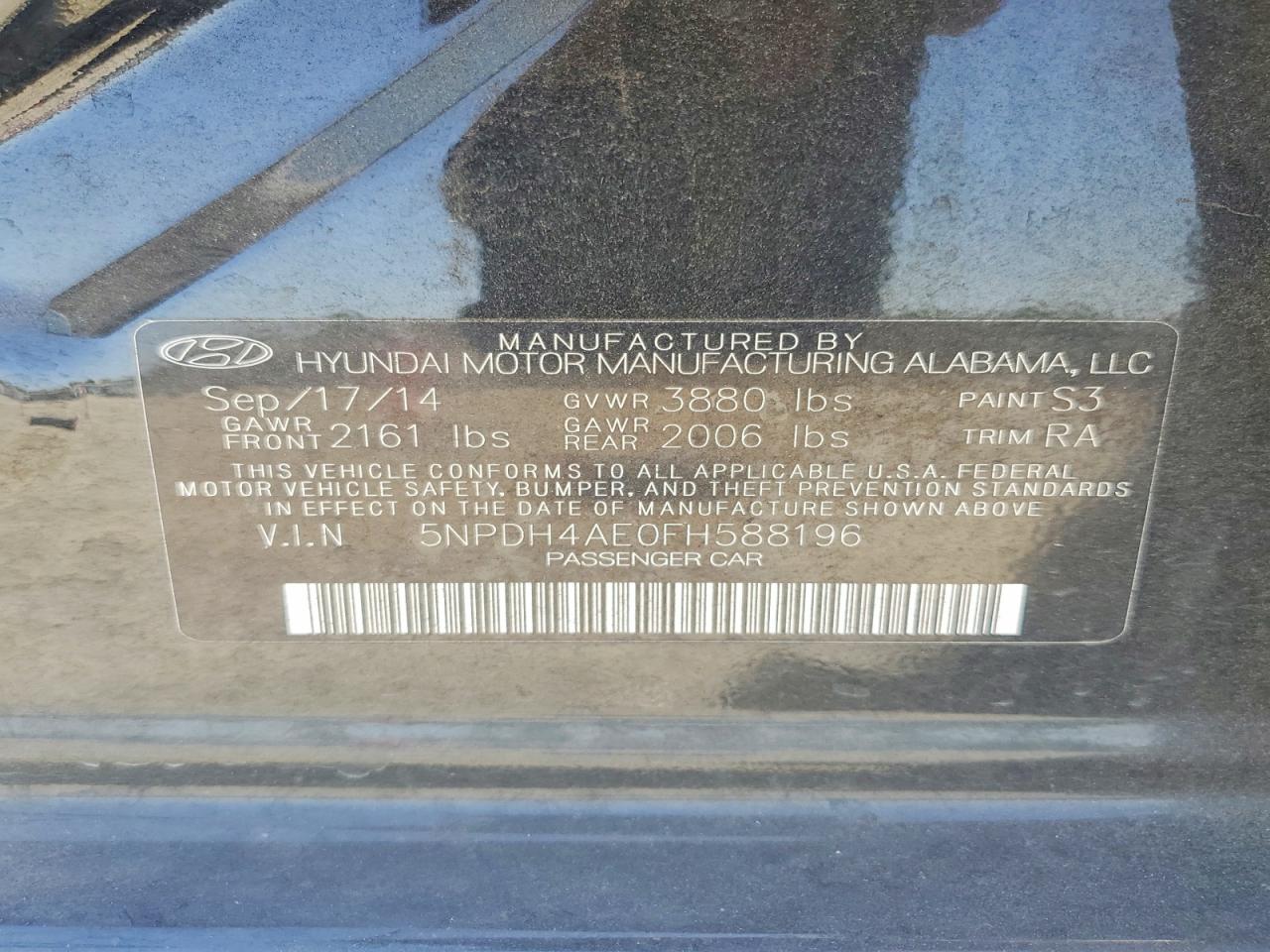 2015 Hyundai Elantra Se Черный vin: 5NPDH4AE0FH588196