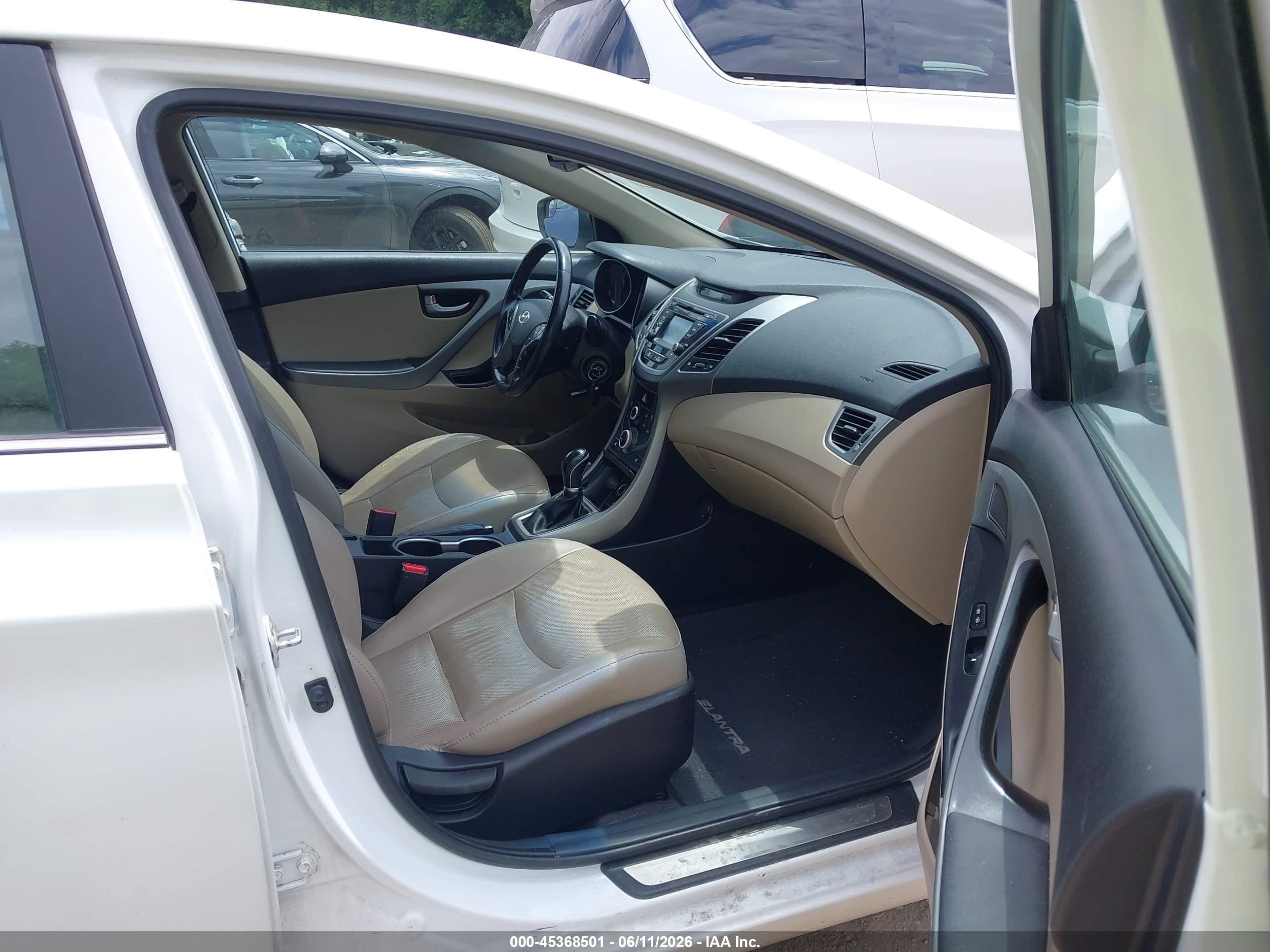 2015 Hyundai Elantra Limited White vin: 5NPDH4AE0FH610505