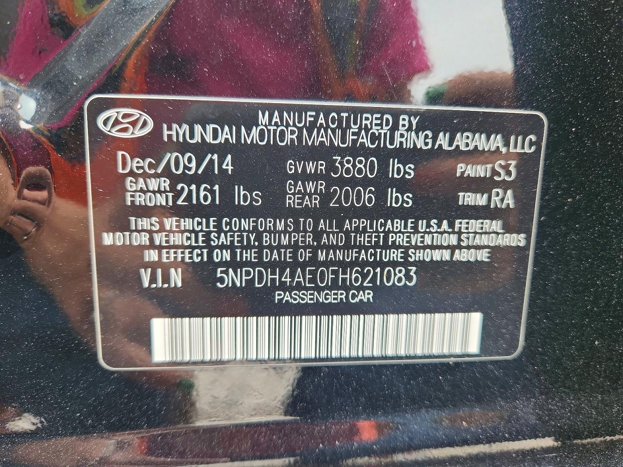 2015 Hyundai Elantra Se Черный vin: 5NPDH4AE0FH621083