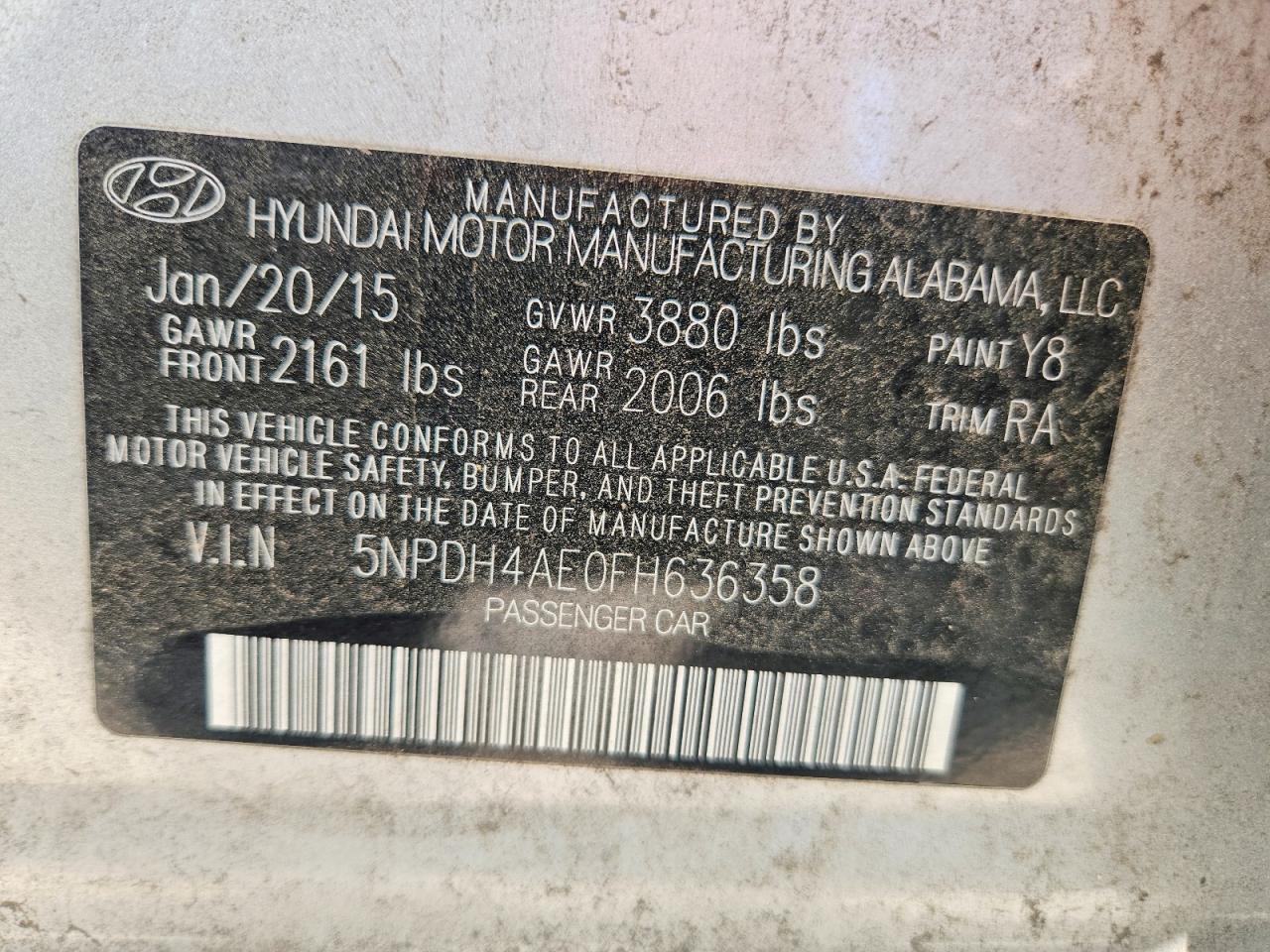 2015 Hyundai Elantra Se Silver vin: 5NPDH4AE0FH636358
