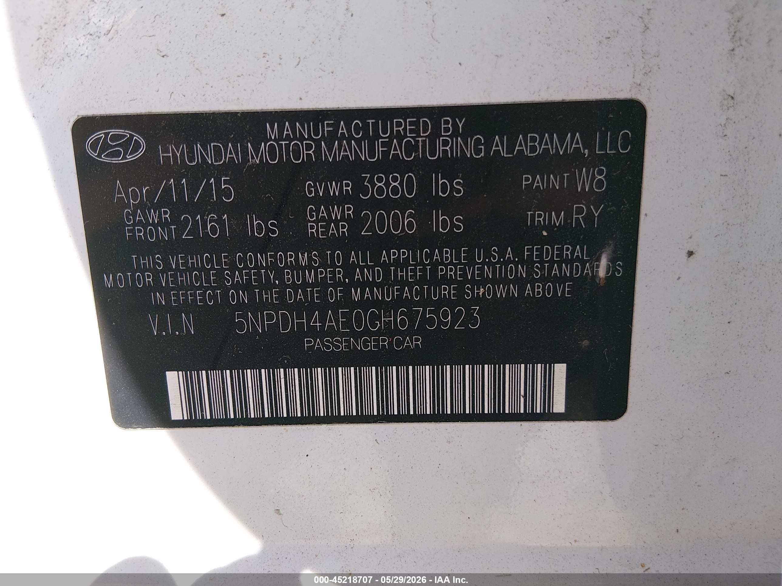 2016 Hyundai Elantra Value Edition White vin: 5NPDH4AE0GH675923