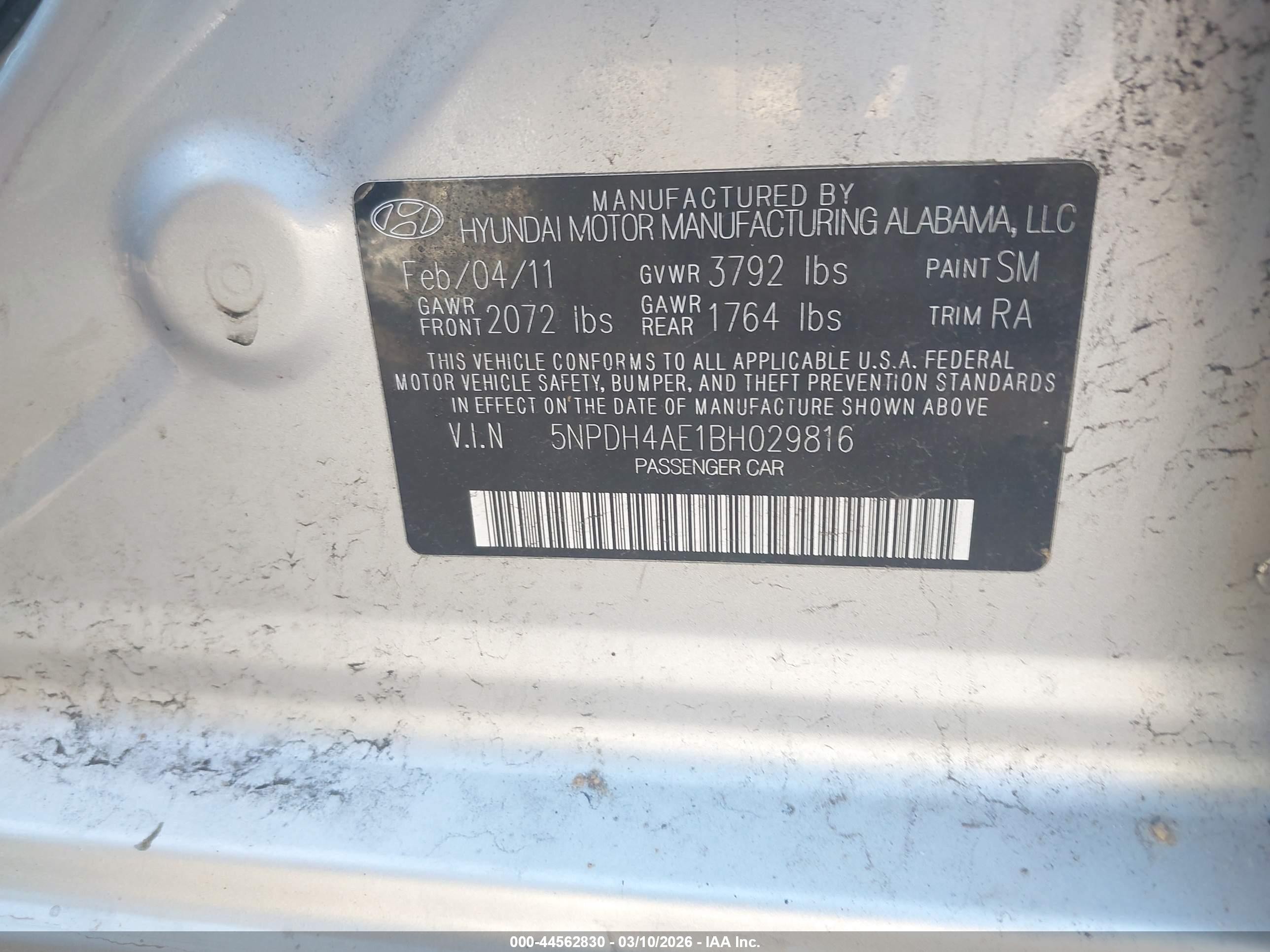2011 Hyundai Elantra Gls Gray vin: 5NPDH4AE1BH029816