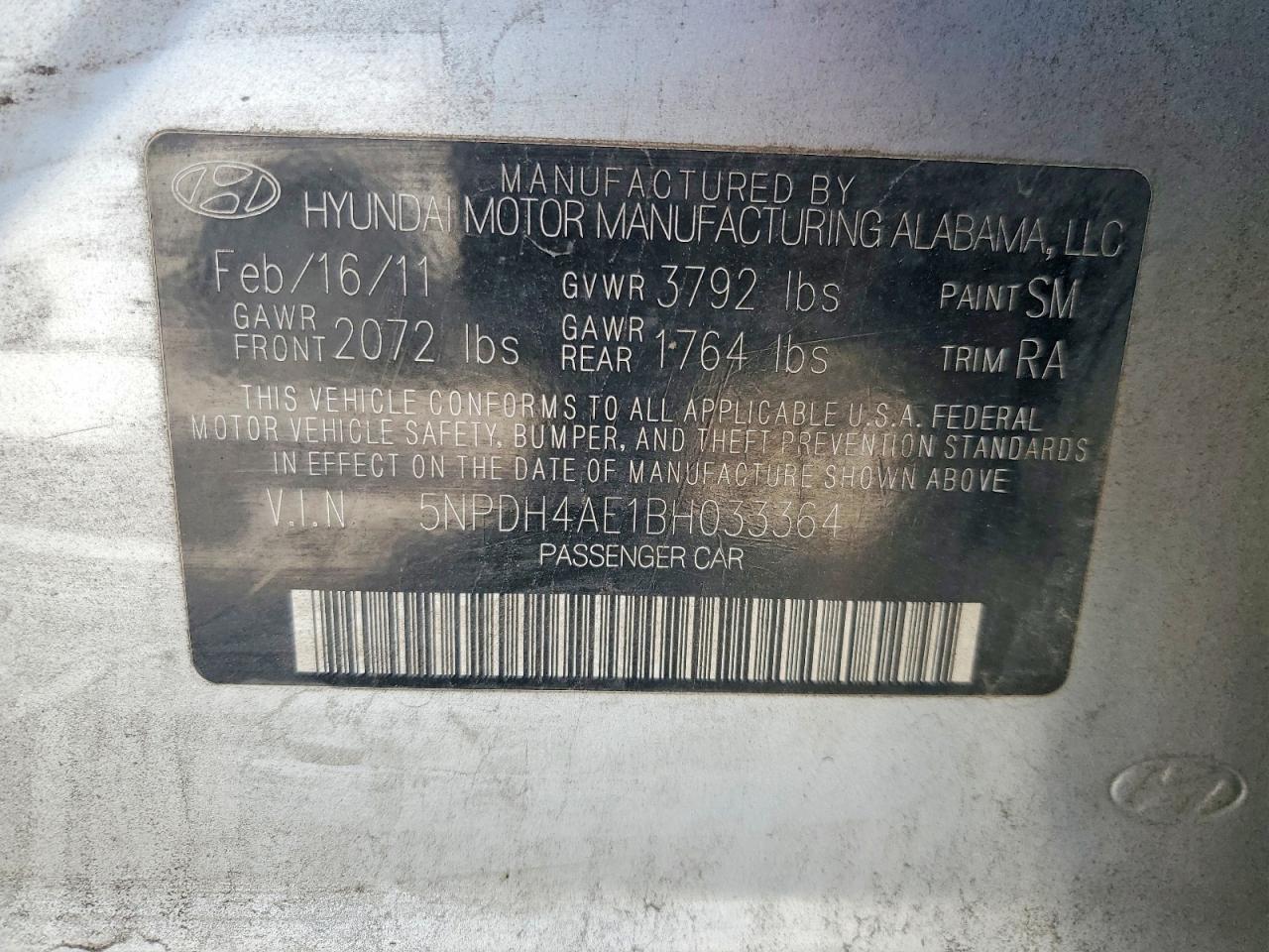 2011 Hyundai Elantra Gls Серебряный vin: 5NPDH4AE1BH033364