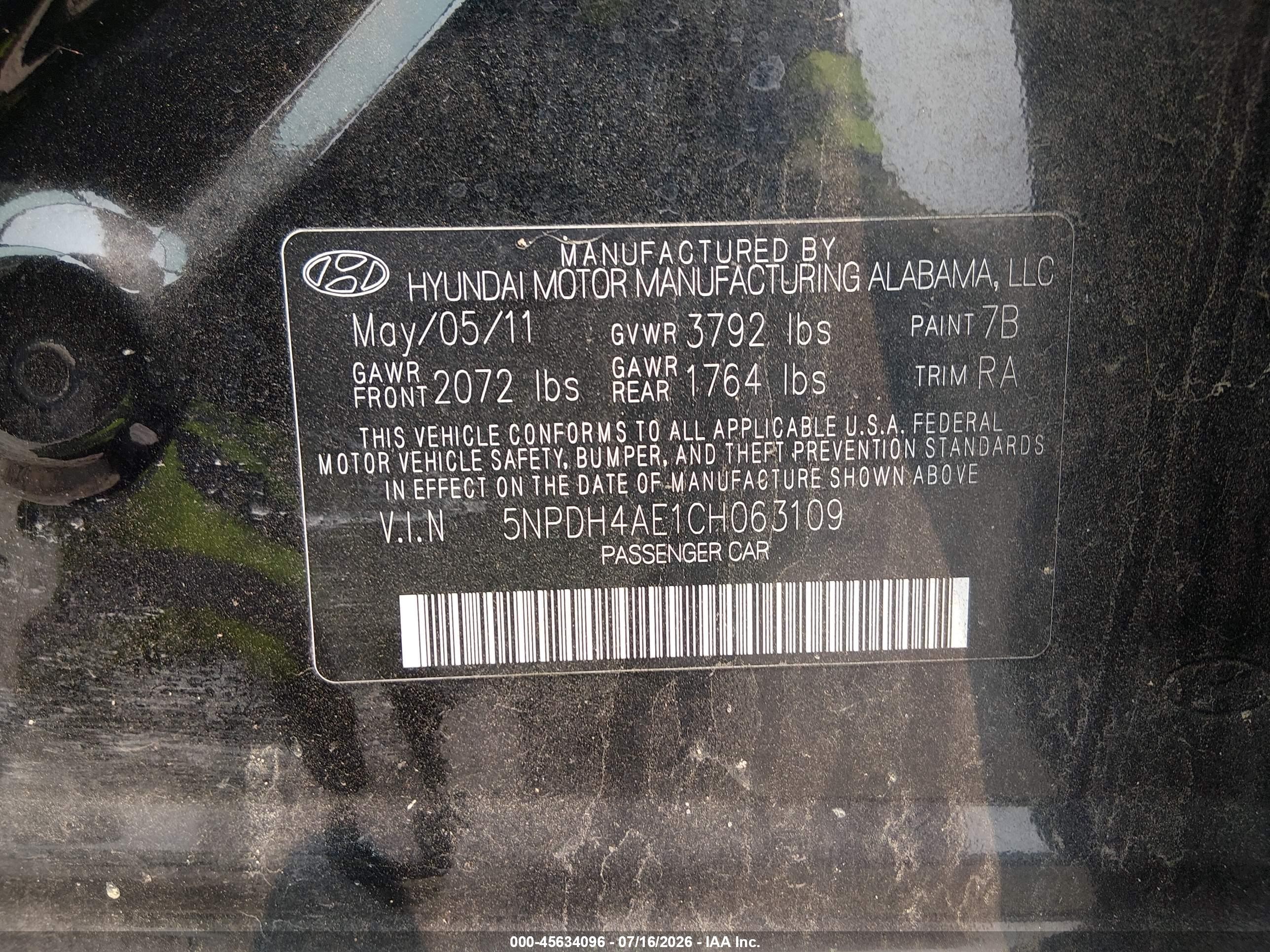 2012 Hyundai Elantra Gls Black vin: 5NPDH4AE1CH063109